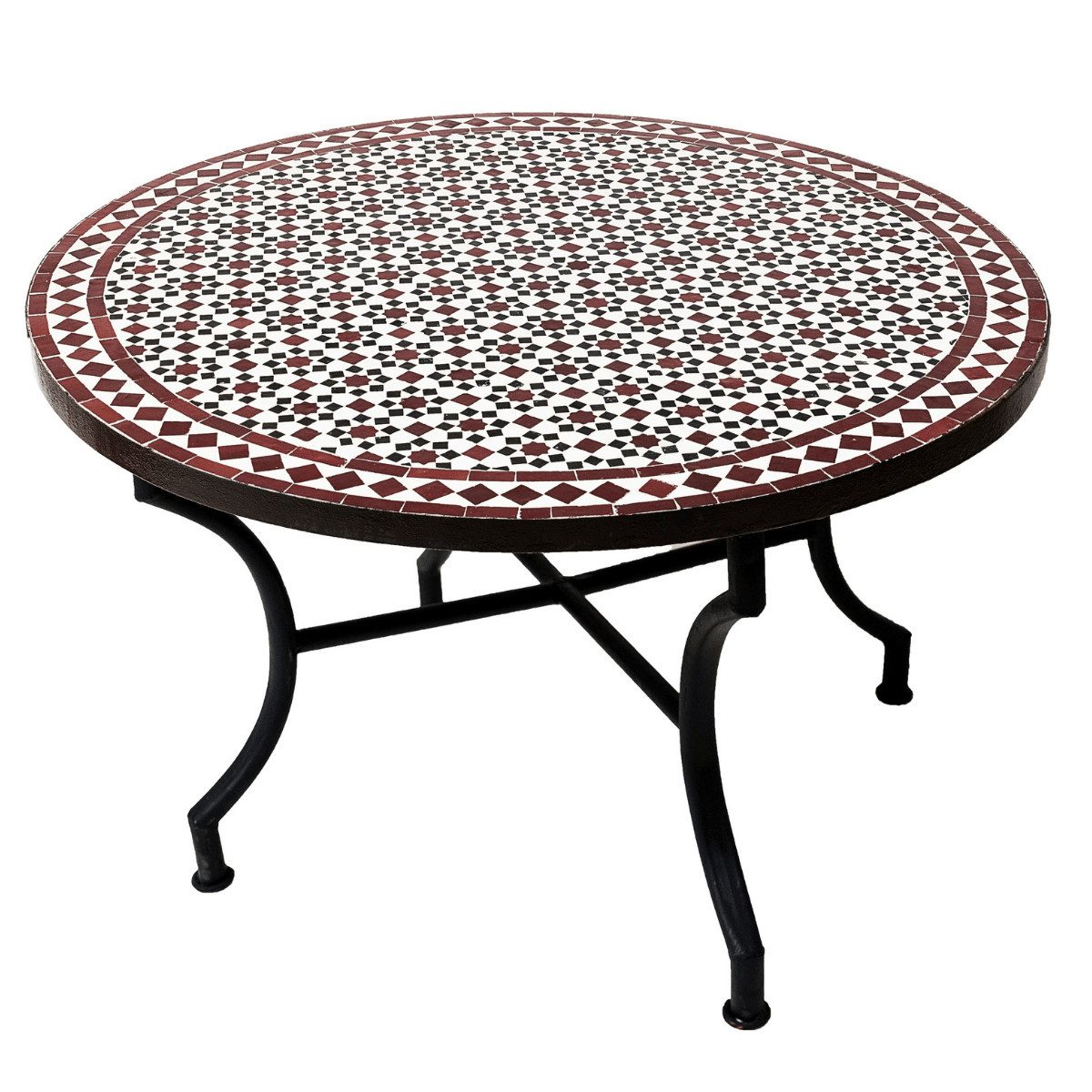 Marrakesch Orient & Mediterran Interior Gartentisch Marokkanischer Mosaiktisch Albaicin ø 100cm, 45cm hoch, Handarbeit