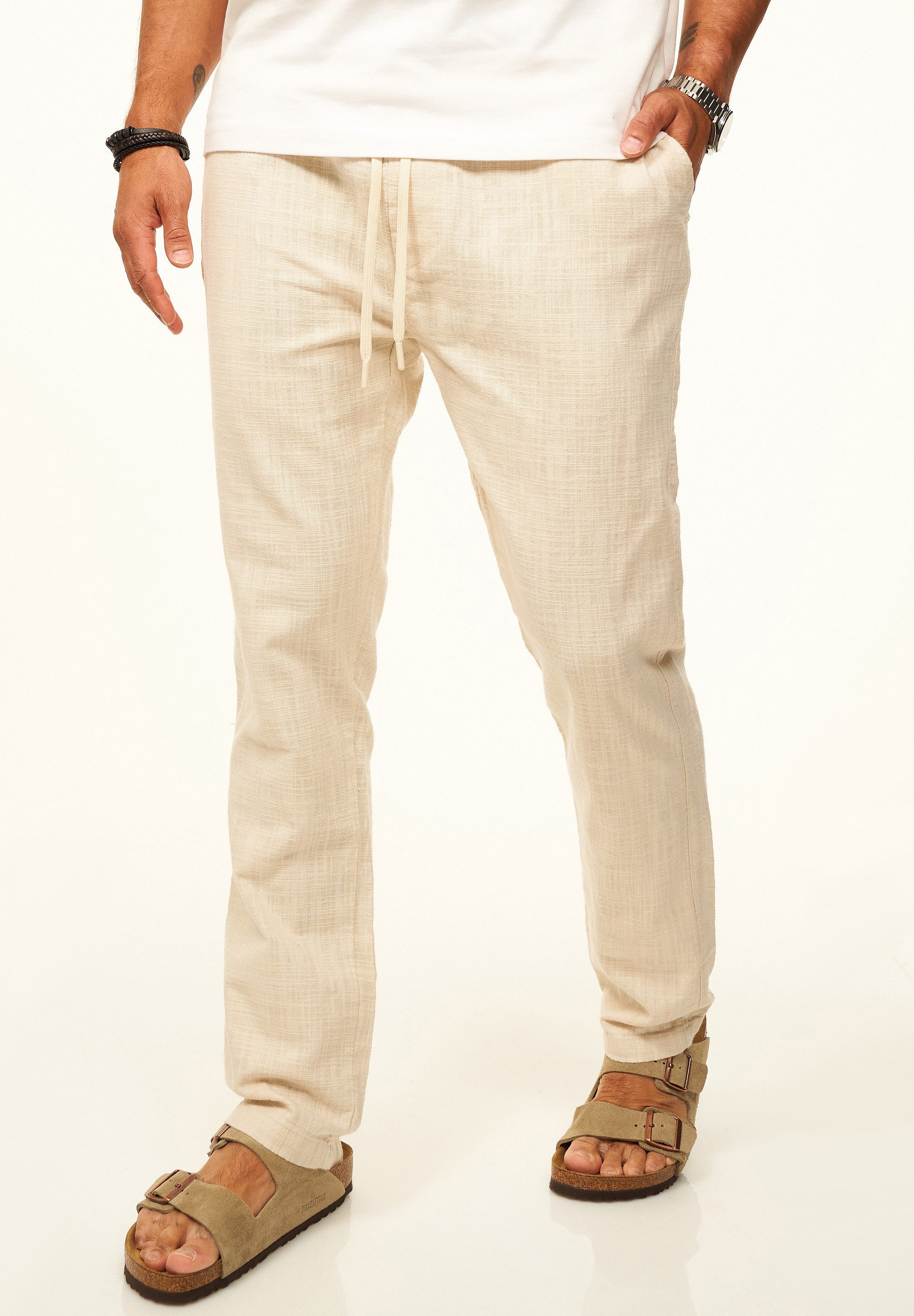 CARISMA Stoffhose in Leinen-Optik im Chinohose Stil mit Gummibund & Kordel - Sommerhose Herren luftige Freizeithose - Ideal für den Sommer & warme Tage