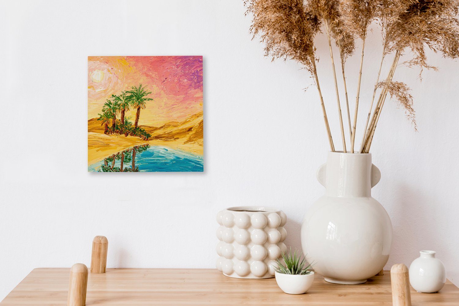 OneMillionCanvasses® Gemälde Gemälde - Wasser, - Schlafzimmer Leinwand (1 Wohnzimmer Öl Natur Palme - Bilder für St), 
