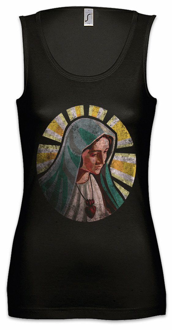 Urban Backwoods Tanktop Holy Mary Ärmelloses Damen T-Shirt Heilige Maria Mutter Gottes God Christentu Jesus Gott Rosenkranz