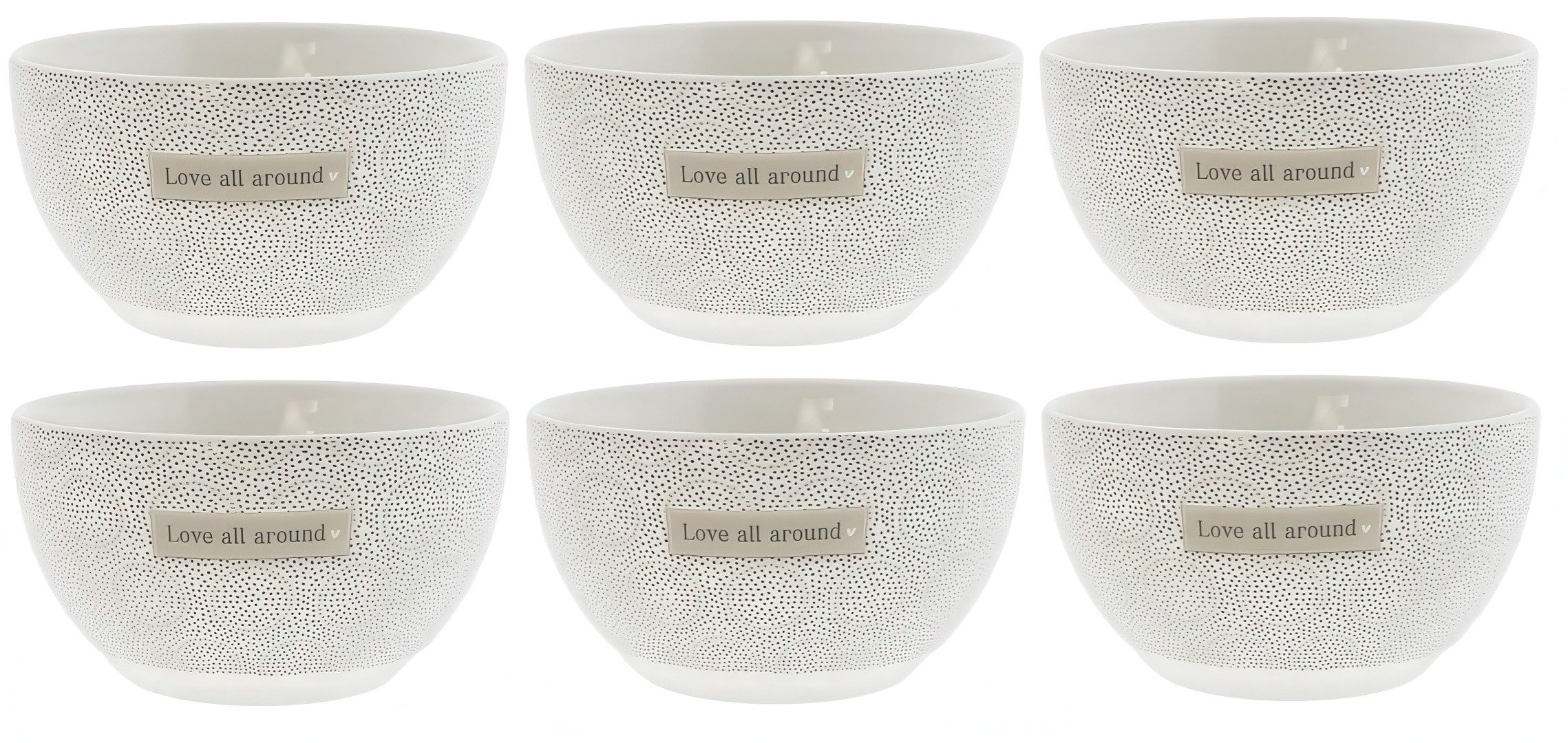 Bastion Collections Dessertschale Beige Titan, Keramik, Spülmaschinengeeignet, Weiß, Punkte & Kreise, H: 7cm