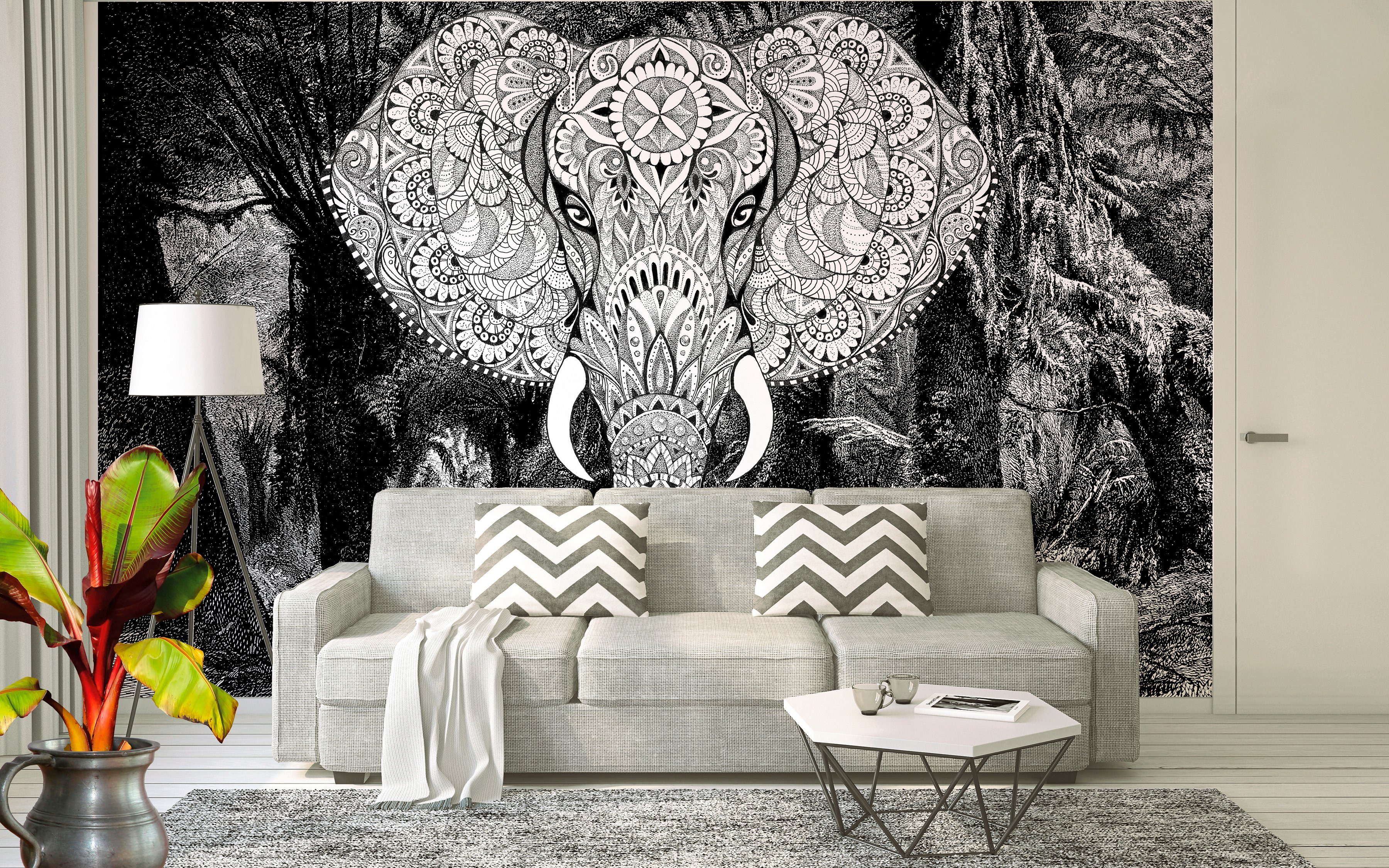 Architects Paper Fototapete Atelier 47 Elephant Head 1, glatt, orientalisch, (4 St), Vlies, Wand, Schräge, Decke