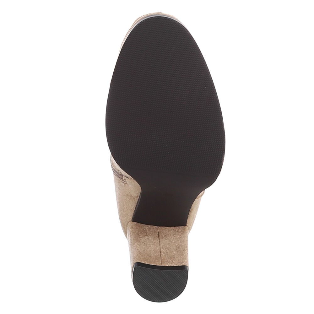 Ital-Design Eleganter Stretch-Stiefel mit Blockabsatz für Damen Stiefel (90827556) Blockabsatz Stiefel in Hellbraun