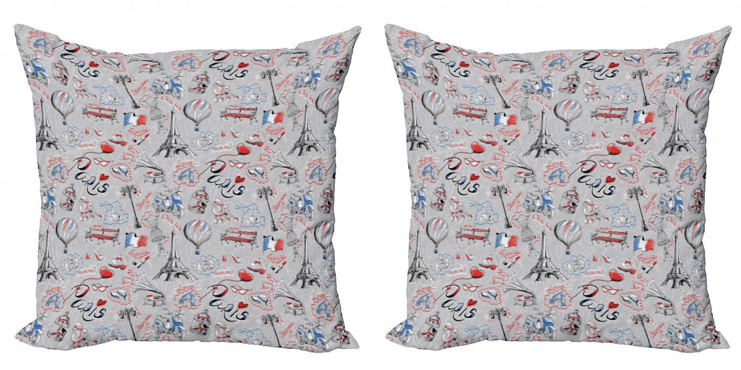 Kissenbezüge Modern Accent Doppelseitiger Digitaldruck, Abakuhaus (2 Stück), Paris Frankreich Stadt der Liebe | Kissenbezüge