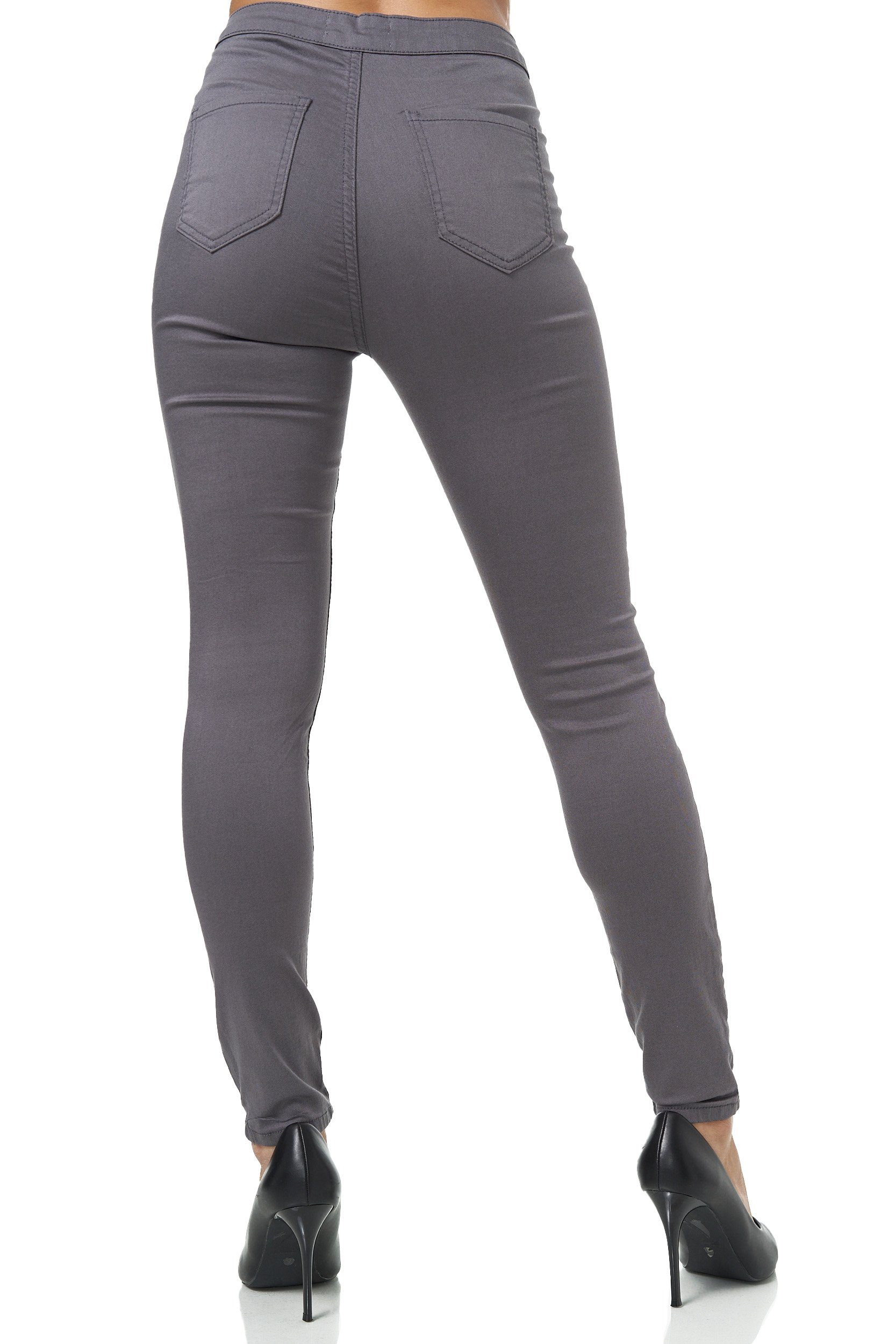 Elara Elara Grau High High-waist-Jeans Fit Jeans Damen Milano Waist (1-tlg) Slim
