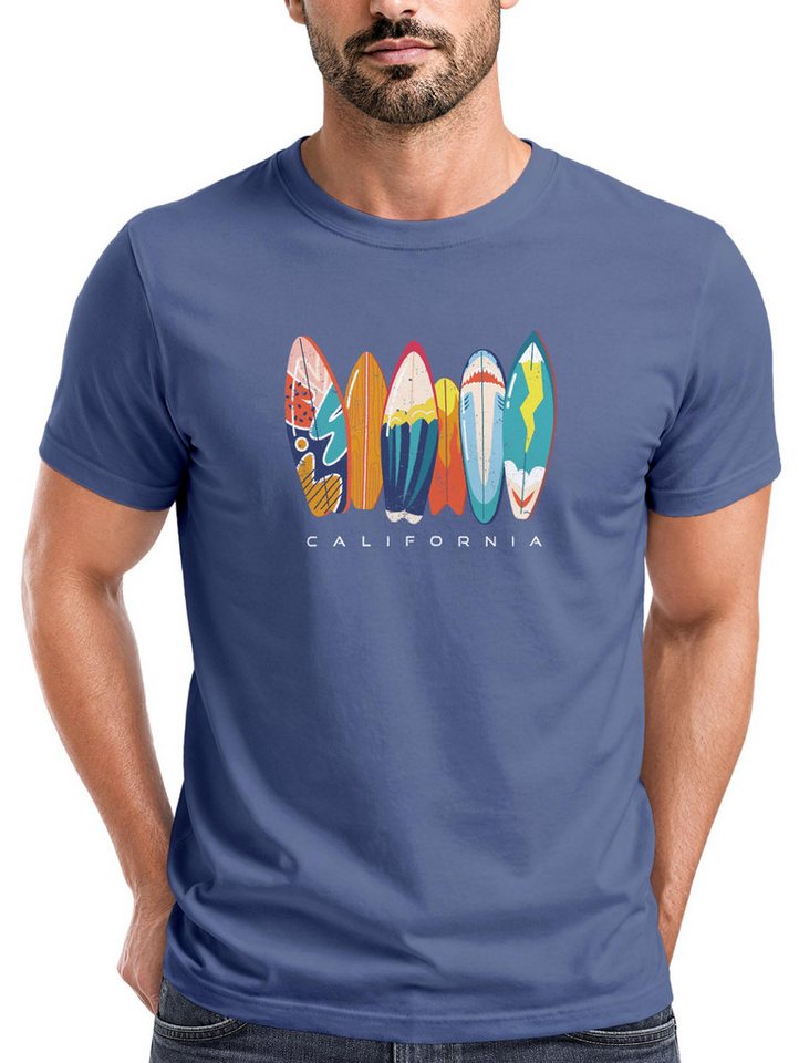 Neverless Print-Shirt Herren T-Shirt California Surfboards Surfing Motiv Printshirt mit Print