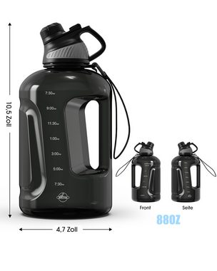 joyami Trinkflasche Große Sportflasche,mit Zeitmarkierung Auslaufsicher Magnetische Kappe, BPA-frei