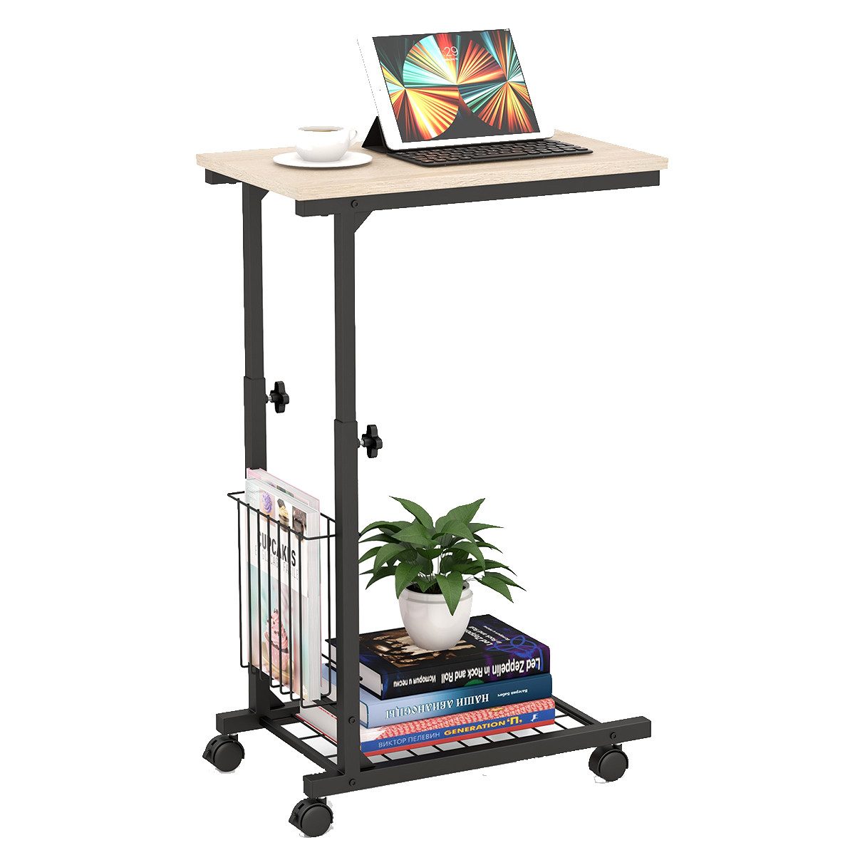 COSTWAY Laptoptisch, höhenverstellbar mit Rollen&Aufbewahrungskorb, fürs günstig online kaufen