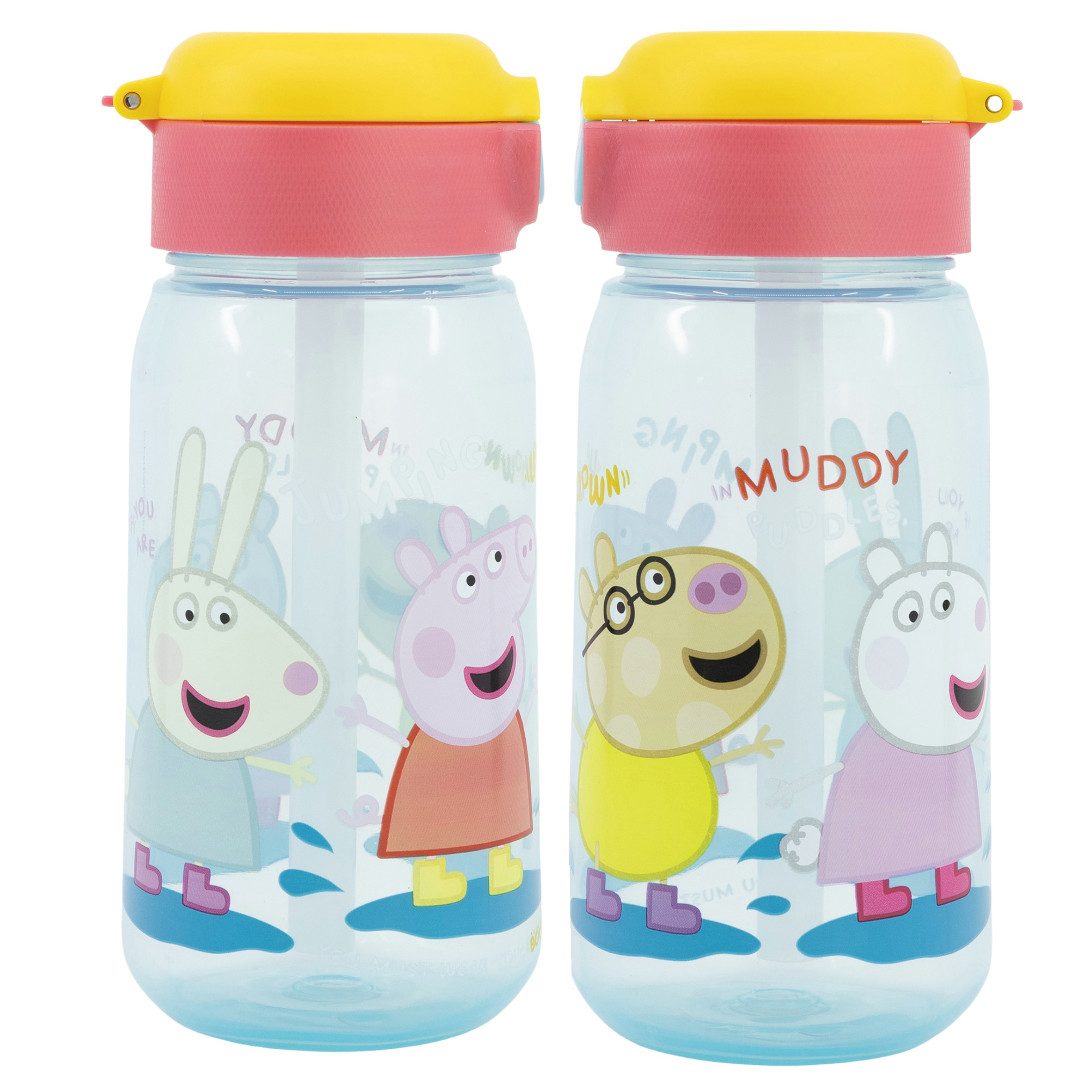 Peppa Pig Trinkflasche Peppa Pig Wutz Sportflasche Wasserflasche Flasche Halm 510 ml