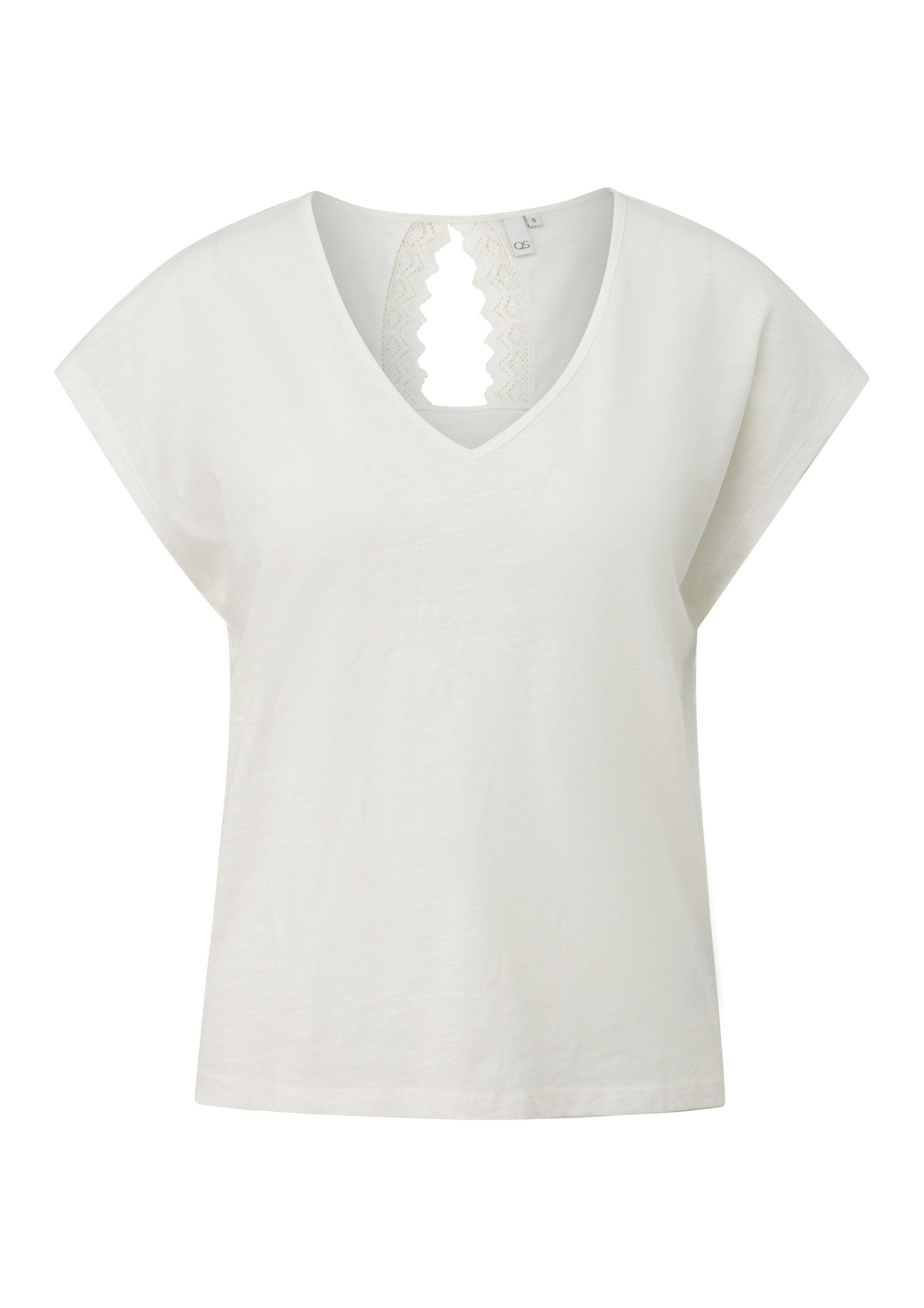 QS Kurzarmshirt T-Shirt T-Shirt mit Spitzendetail