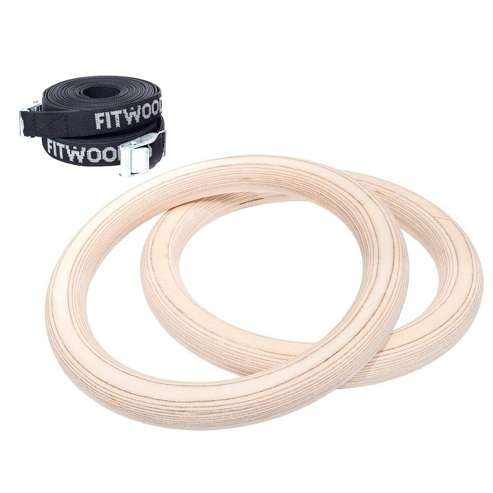 Fitwood Turnring Turnringe-Set Ulpu, Effizientes Training vor allem für Kraft und Koordination Holzoptik, schwarzes Band