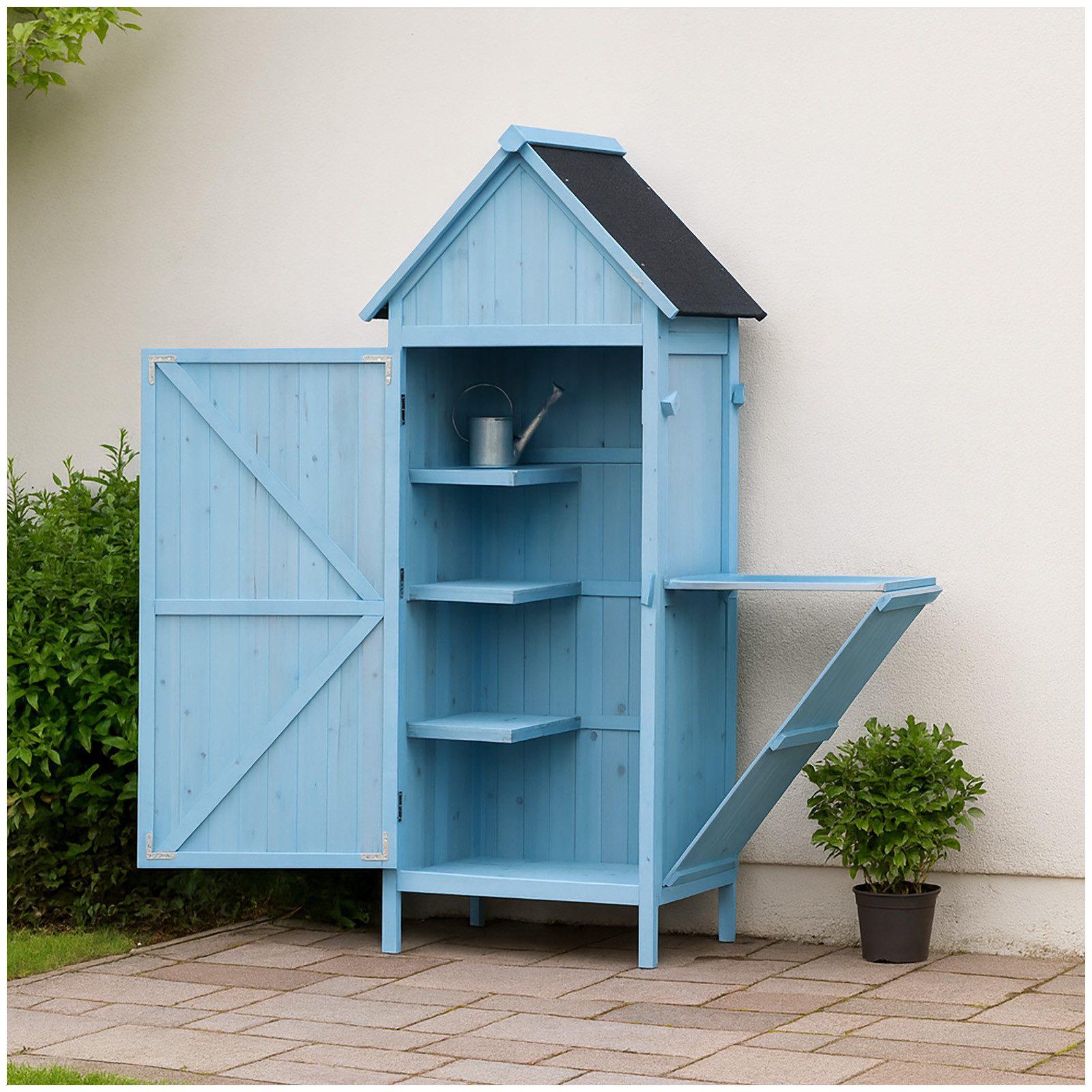 HTI-Living Garten-Geräteschrank Praktischer Gartenschrank mit Ablage, BxT: 77x53 cm, (Stück, 1 St., 1 Geräteschrank), Gartenschrank Holz