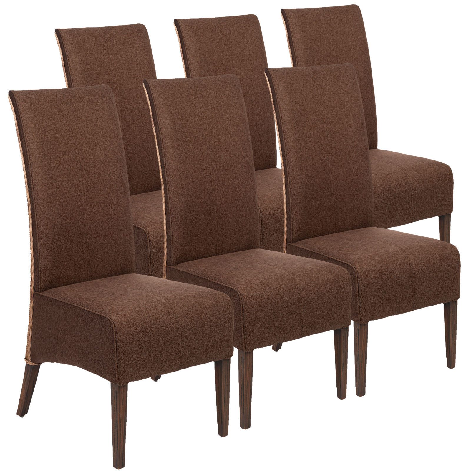 Stuhl Rattanstühle Set 6 Stück Esszimmer Stühle Polsterstühle Antonio braun