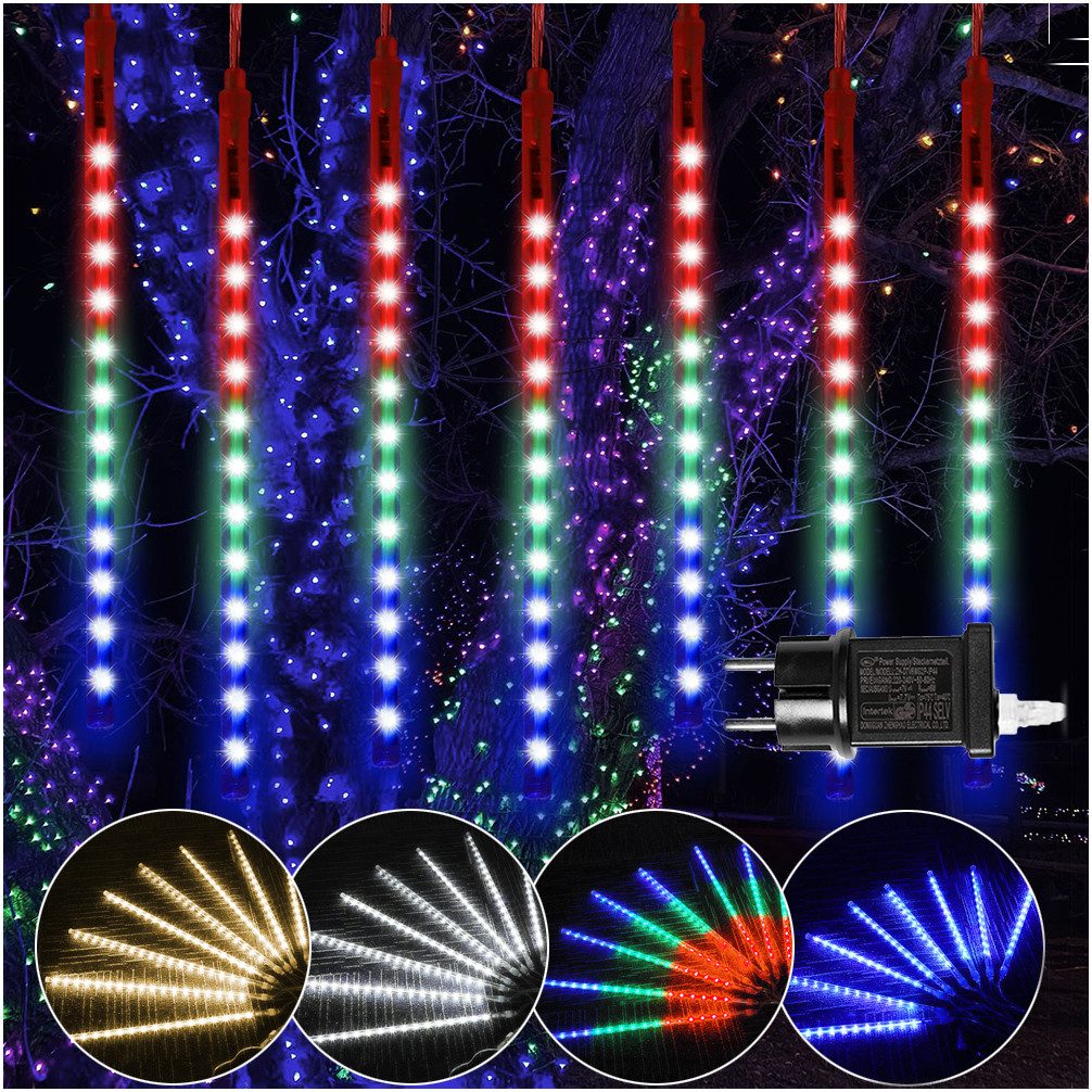 Jibenhome LEDLichterkette 8 Röhren Wasserdichte Meteorschauer Lichter