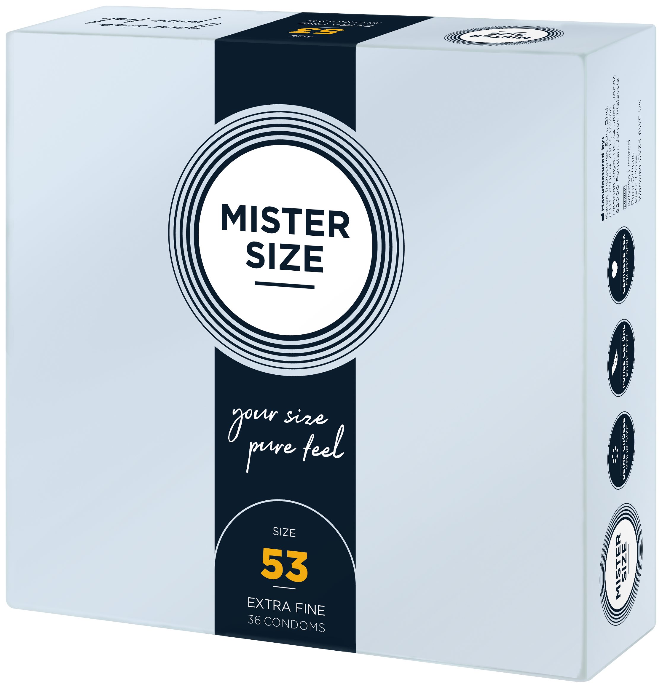 MISTER SIZE 53mm, & 36 Stück, Kondome gefühlsecht Nominale feucht Breite