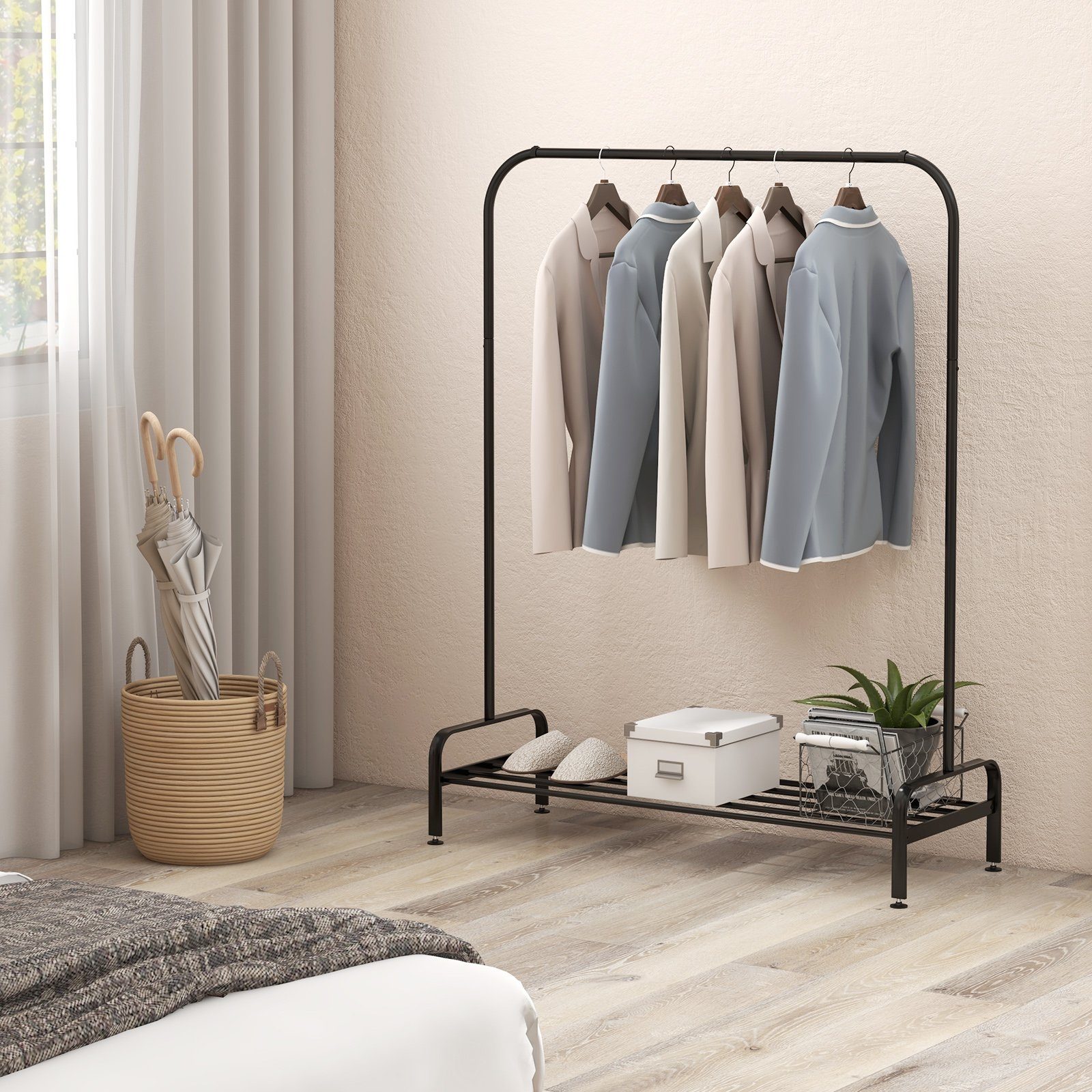 COSTWAY Kleiderständer, mit Kleiderstange & Ablage, günstig online kaufen