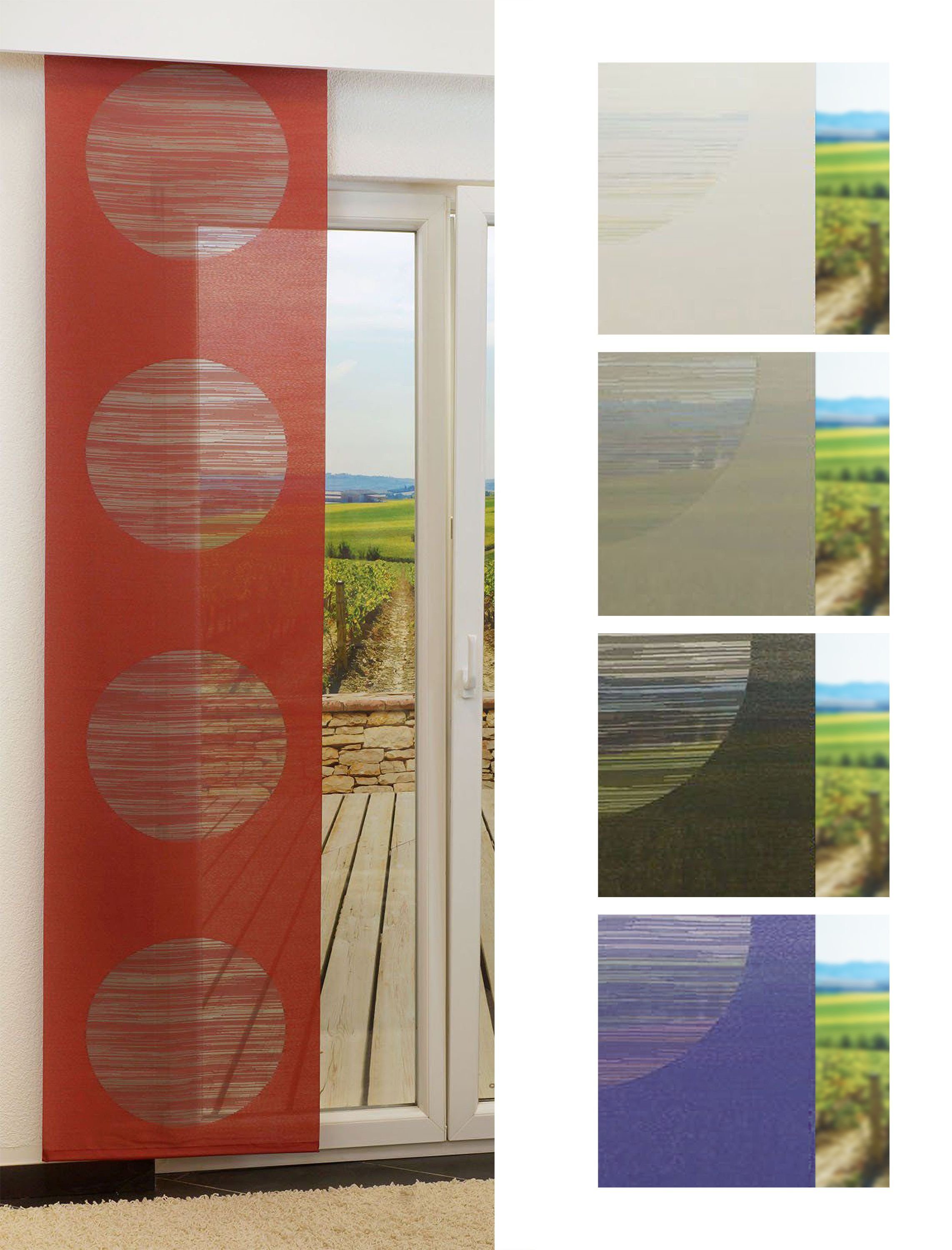 Schiebegardine Target, LYSEL®, (1 St), transparent, HxB 245x60cm korallenrot