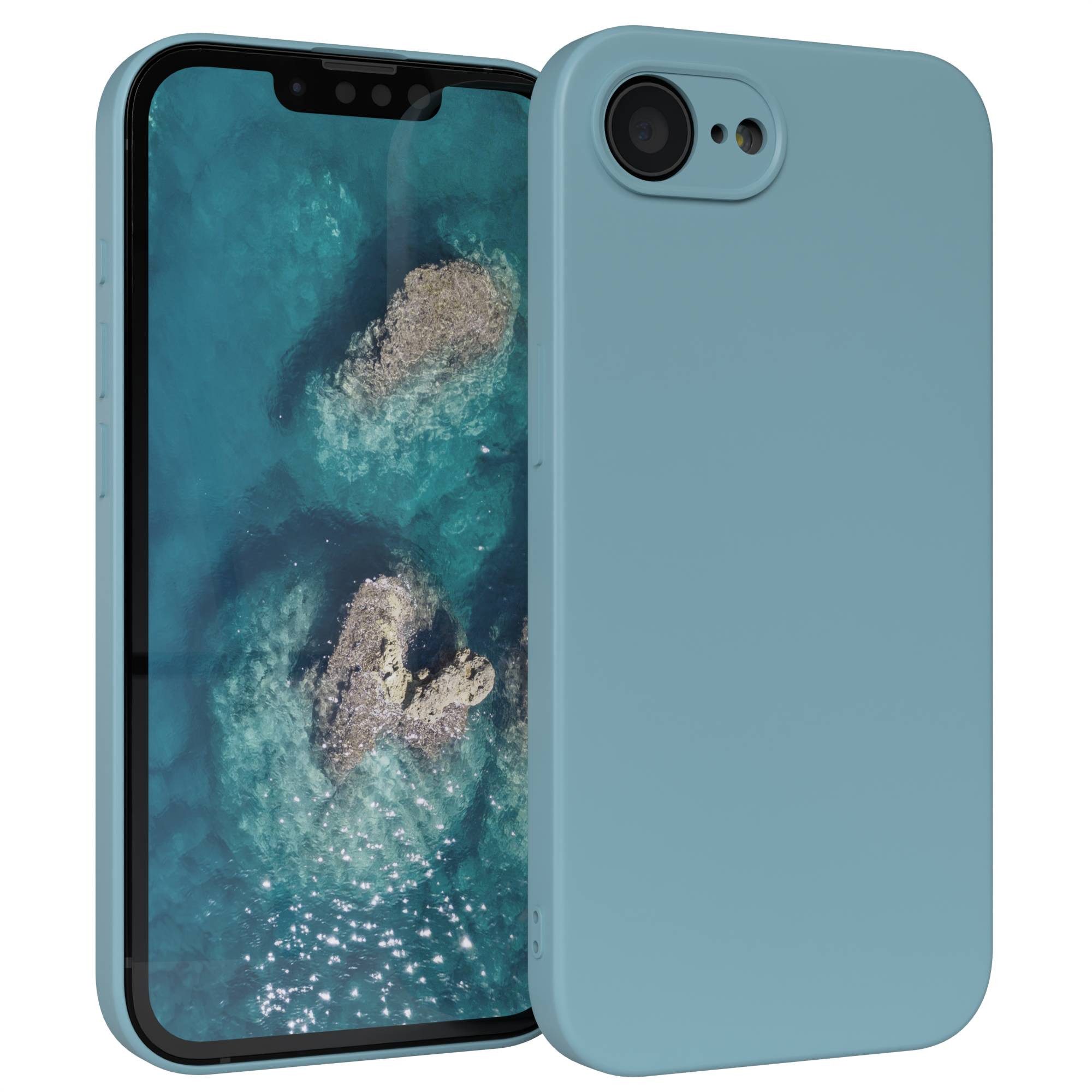 EAZY CASE Handyhülle für Apple iPhone 16e Hülle Silikon 6,1 Zoll, TPU Silikon Bumper Case stoßfest Slimcover Schutzhülle Etui Blaugrün