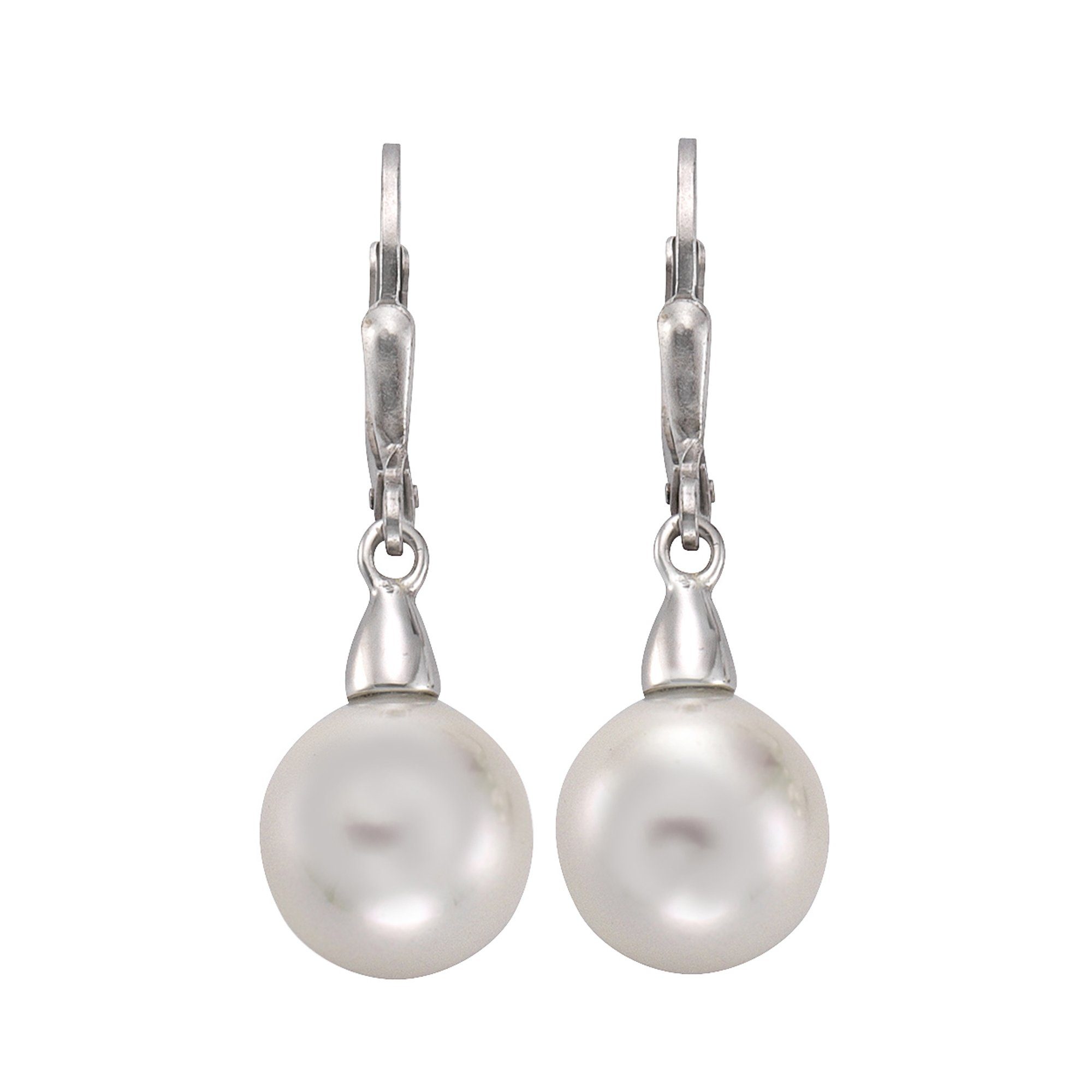 Zeeme Paar Ohrhänger Silber 925 rhodiniert mit weißer Muschelkernperle. Reduzierter Preis € 61,95. Unverbindliche Preisempfehlung € 87,90