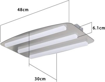 Nettlife LED Deckenleuchte Flur Deckenlampe Grau 2/3 Flammig 3000K Edelstahl Acryl, LED fest integriert, Warmweiß, für Flur Küche Wohnzimmer Esszimmer