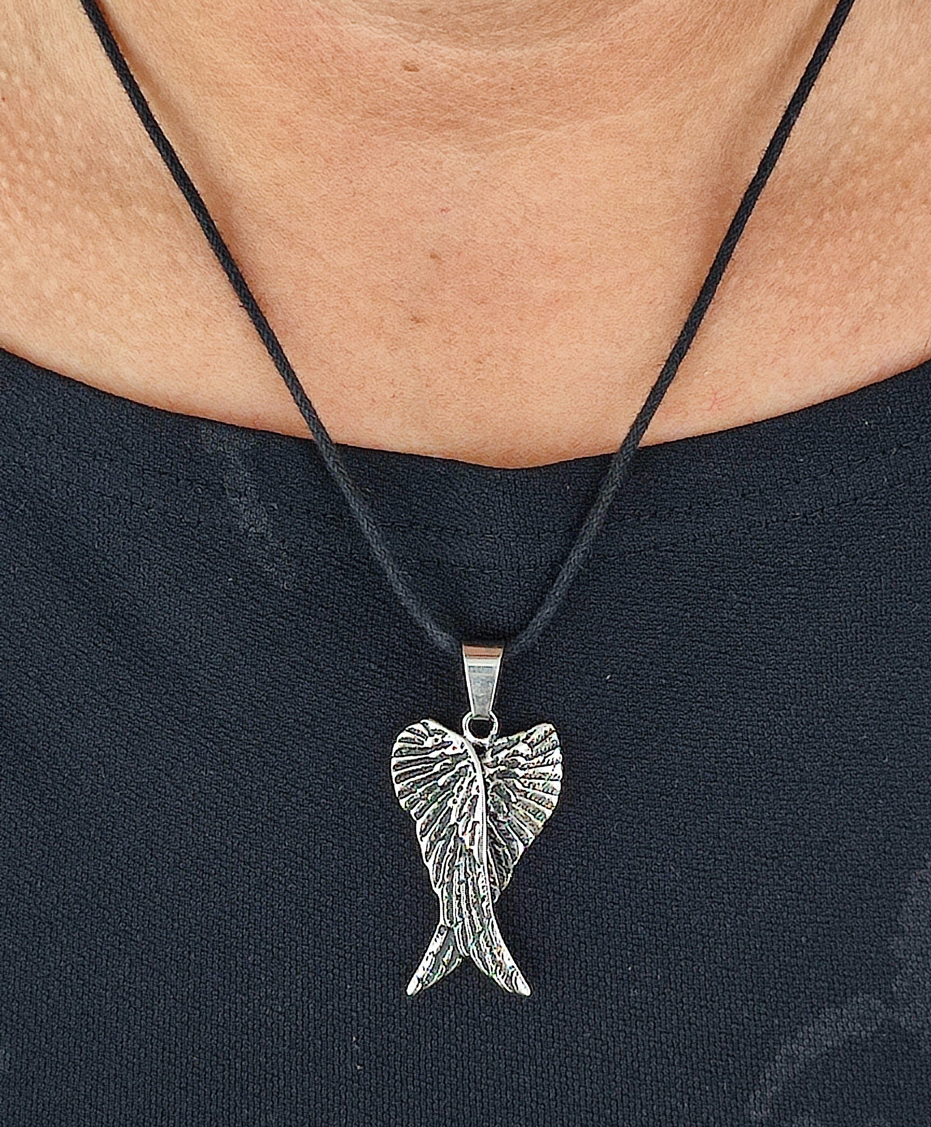 Flügel Engel of Engelsflügel Engels Leather Kiss Edelstahl Schutzengel Flügel Kettenanhänger