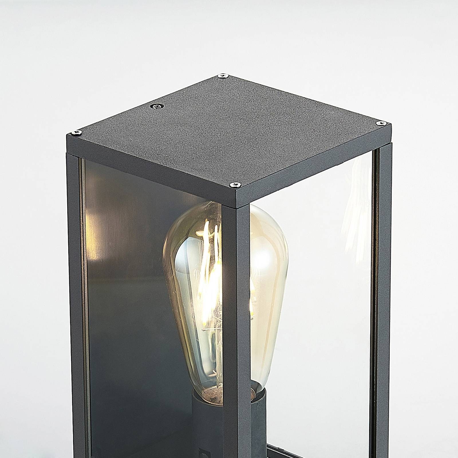 dunkelgrau, Außen-Wandleuchte Leuchtmittel Glas, flammig, dimmbar, Aluminium, Filimon, 1 inklusive, klar, Lindby E27 nicht Modern,
