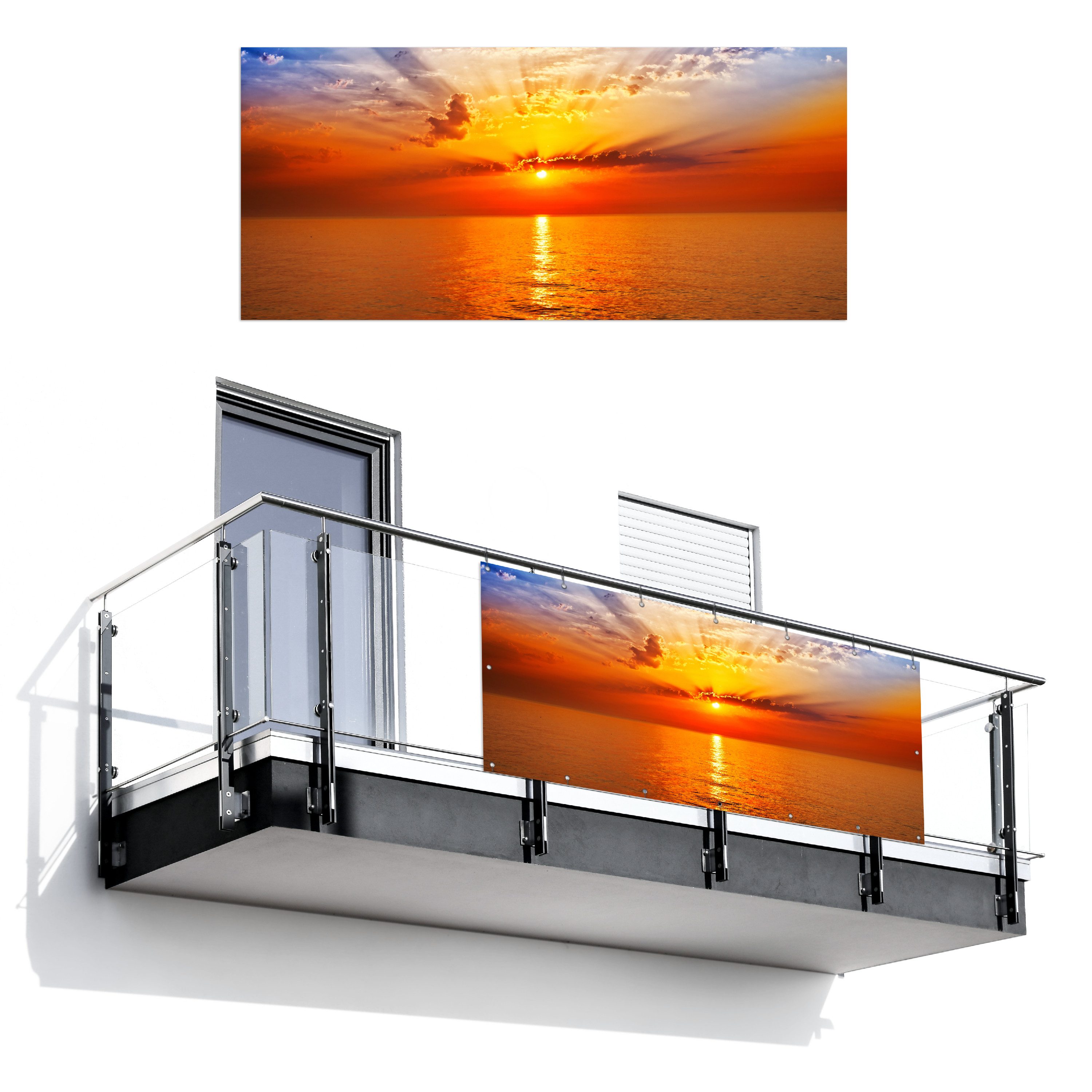 MuchoWow Balkonsichtschutz Sonnenuntergang - Meer - günstig online kaufen