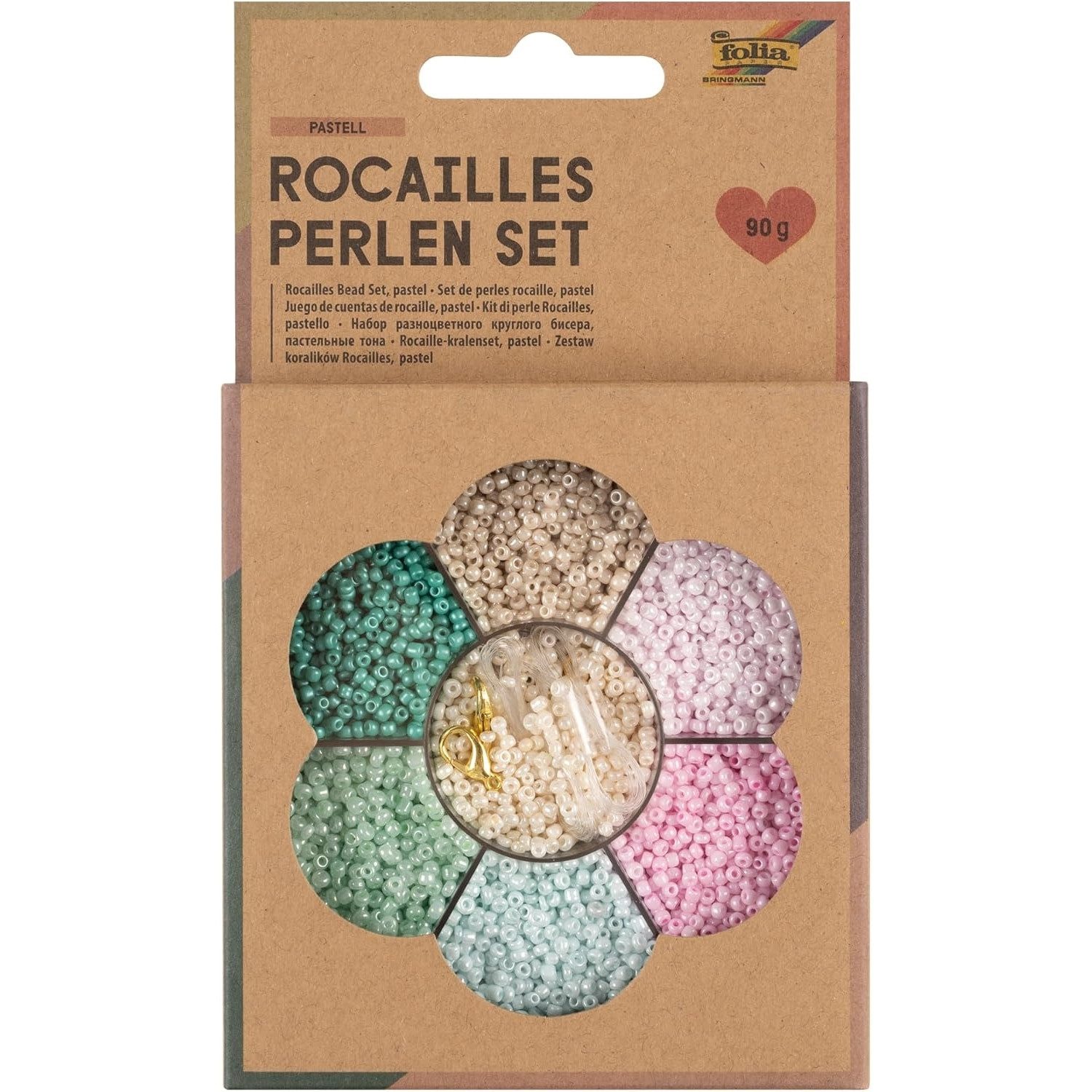 Folia Bastel-Armband Rocailles Perlen Set, PASTELL Schmuck zu Ringe Ketten, Armbänder Ohrr