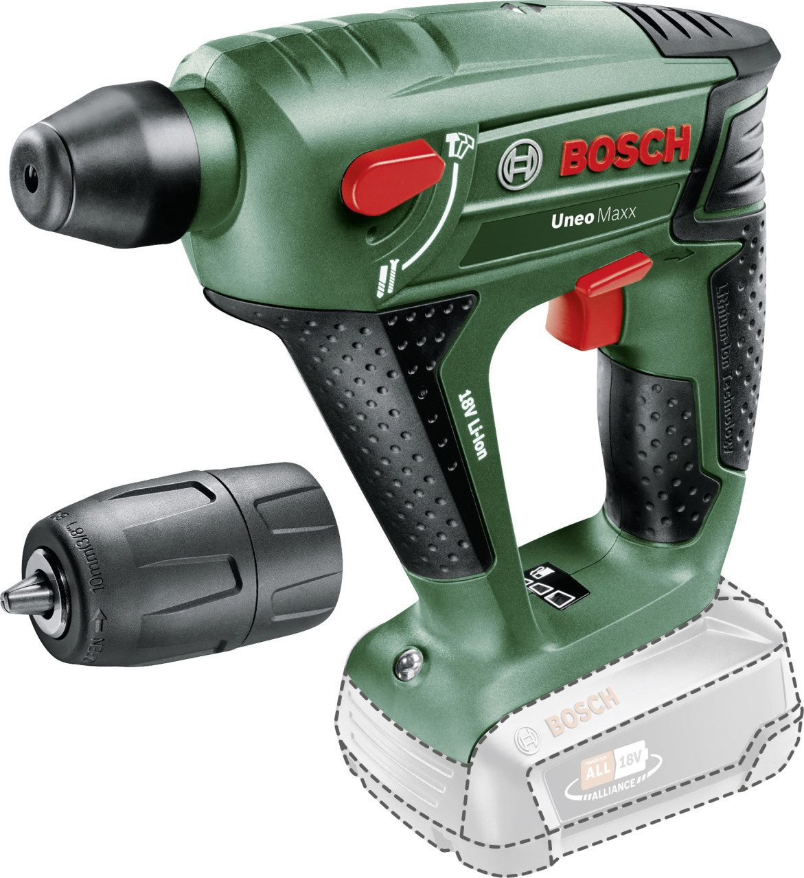 BOSCH Bohrhammer Bosch Akku-Bohrhammer UNEO Maxx 18 V 2.5 Ah Solo