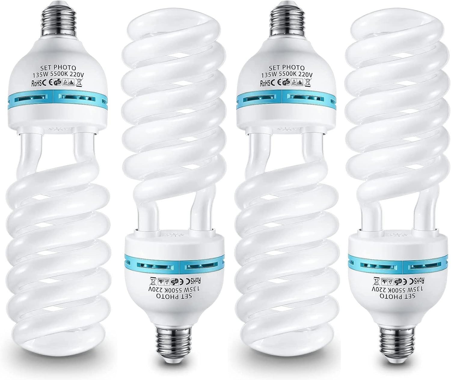 TLGREEN Tageslichtlampe 2 x 135W Spiral-Tageslichtlampe,Fotoleuchte, 5500K, E27 Fassung, Tageslichtweiß,Studioleuchte für Softbox Fotografie im Fotostudio