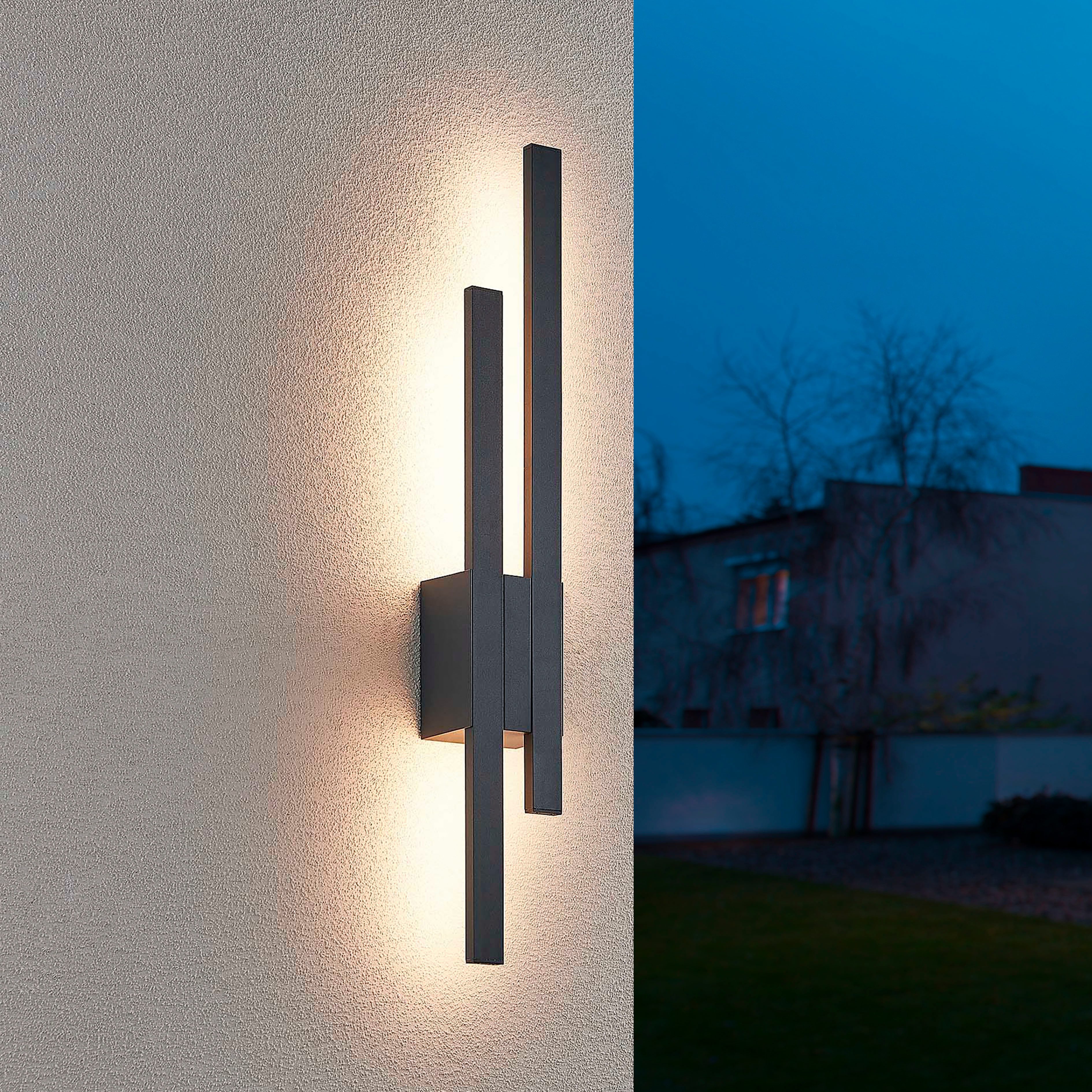 TRIO Leuchten LED Außen-Wandleuchte TAWA, Outdoor Wandlampe IP54 für Garten Terrasse Hauswand, 2x 9W LED, LED fest integriert, Warmweiß, LED Wandlicht warmweiß 3000K 900 Lumen, Stil LED Wandfackel, Backlight