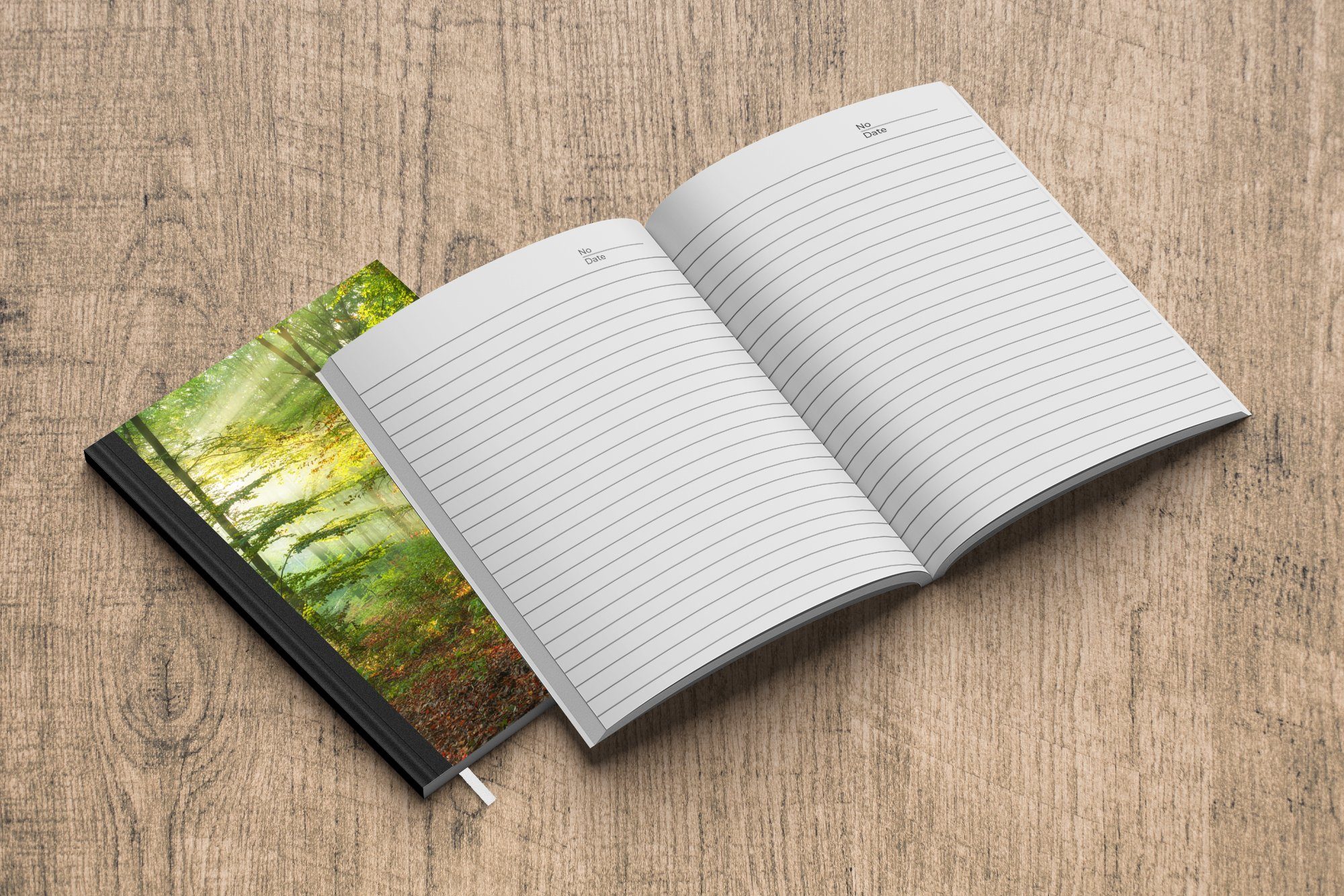 Journal, - Sonne Haushaltsbuch - Merkzettel, Natur Notizbuch Wald Seiten, Herbst, Notizheft, 98 Tagebuch, MuchoWow A5, - - Bäume