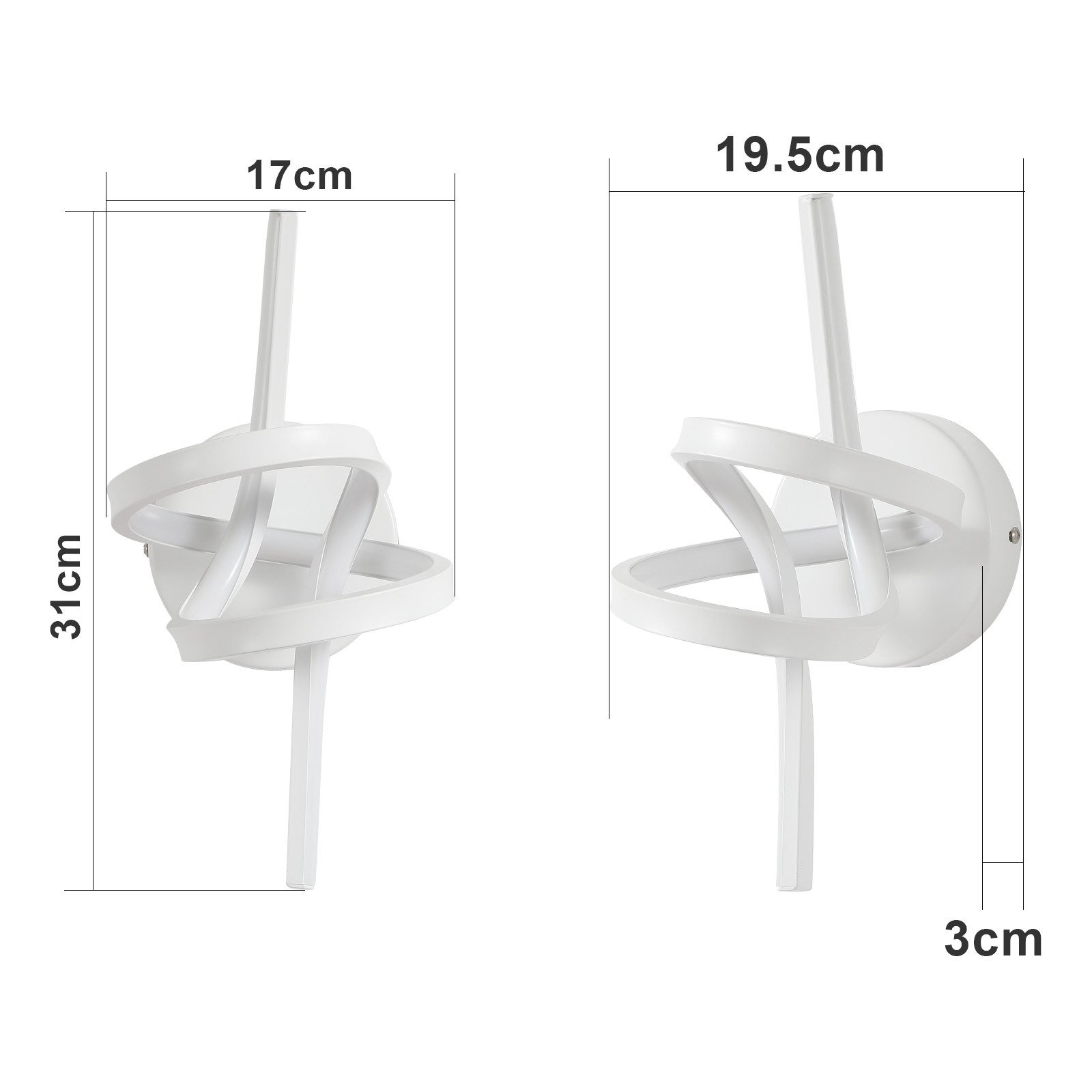 Glitzerlife Wandlampe Led Wandleuchte Innen Weiß - Wand Lampe Für Treppenhaus Flur Wohnzimmer Schlafzimmer Badezimmer 7W Modernes Design Wandleuchten Warmweiß 3000K_voghion.com