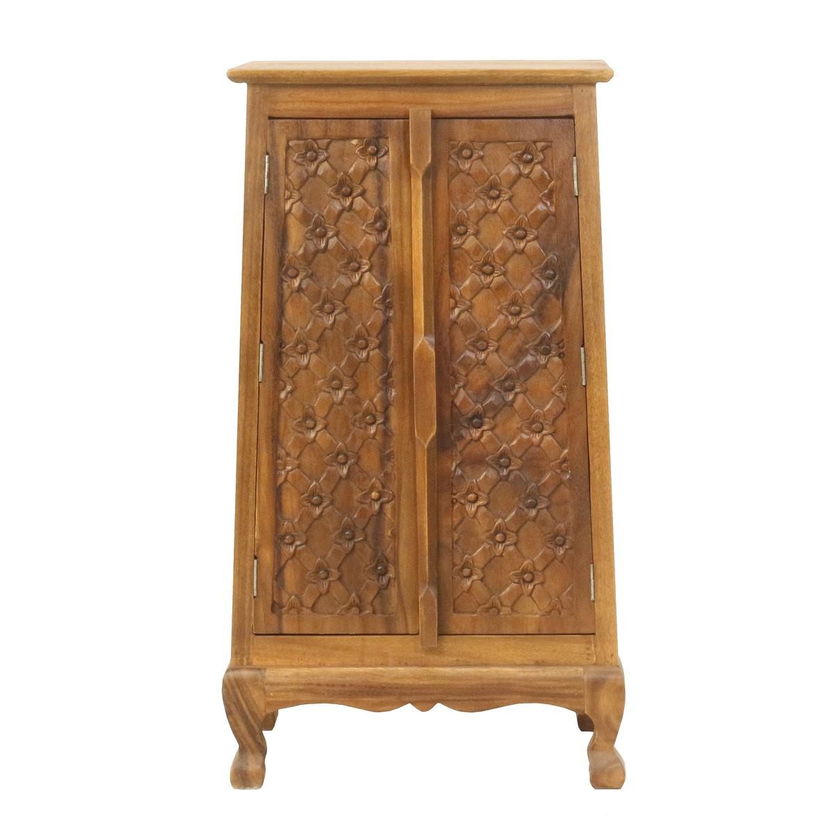 Oriental Galerie Mehrzweckschrank Flurschrank 100 cm Blume Braun (1-St) Dielenschrank, Telefonschrank, Eingangsbereich, Barschrank, Massivholz