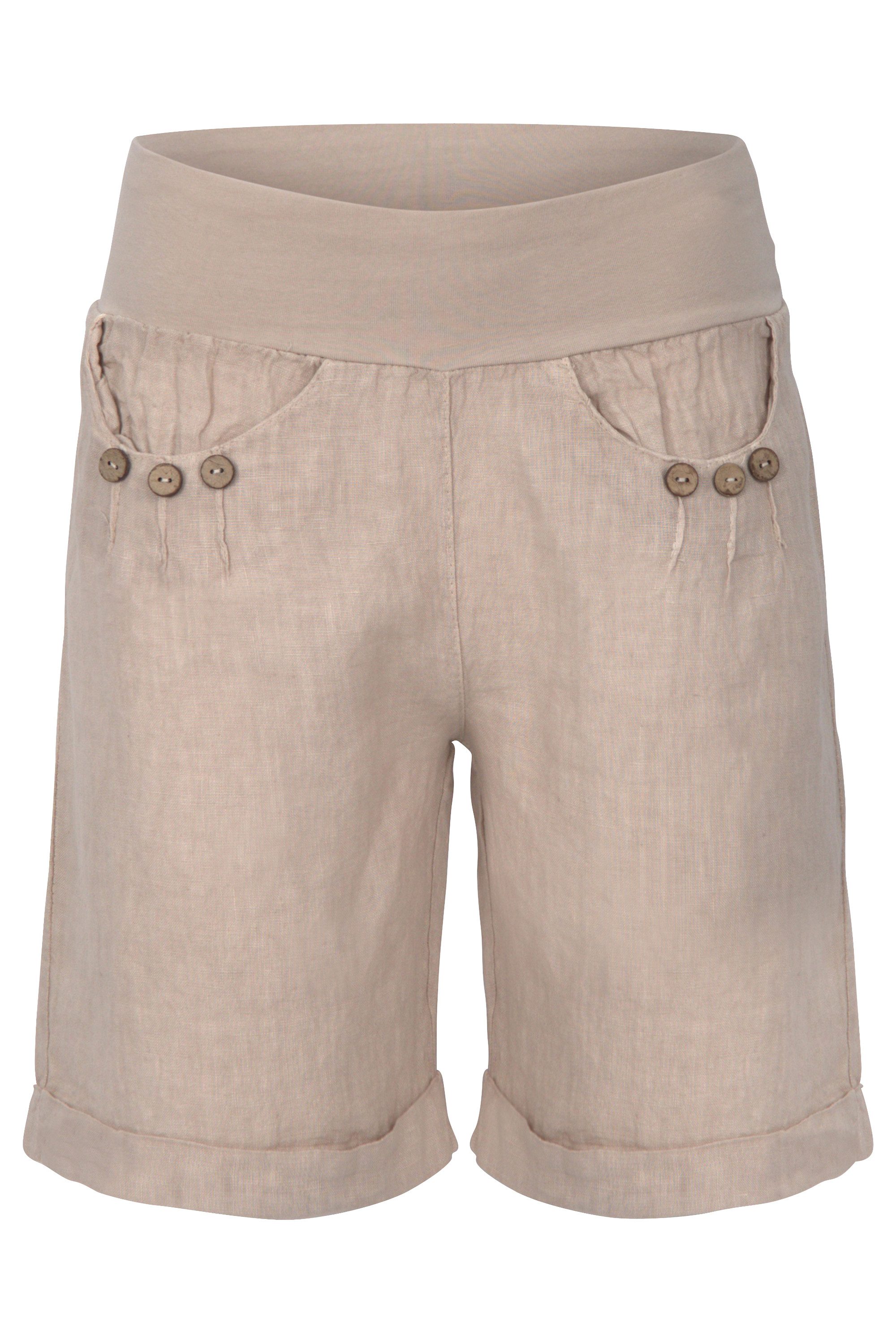 malito more than fashion Leinenhose malito Damen Bermuda aus Leinen, lässige kurze Hose, Shorts für den Bermuda aus Leinen