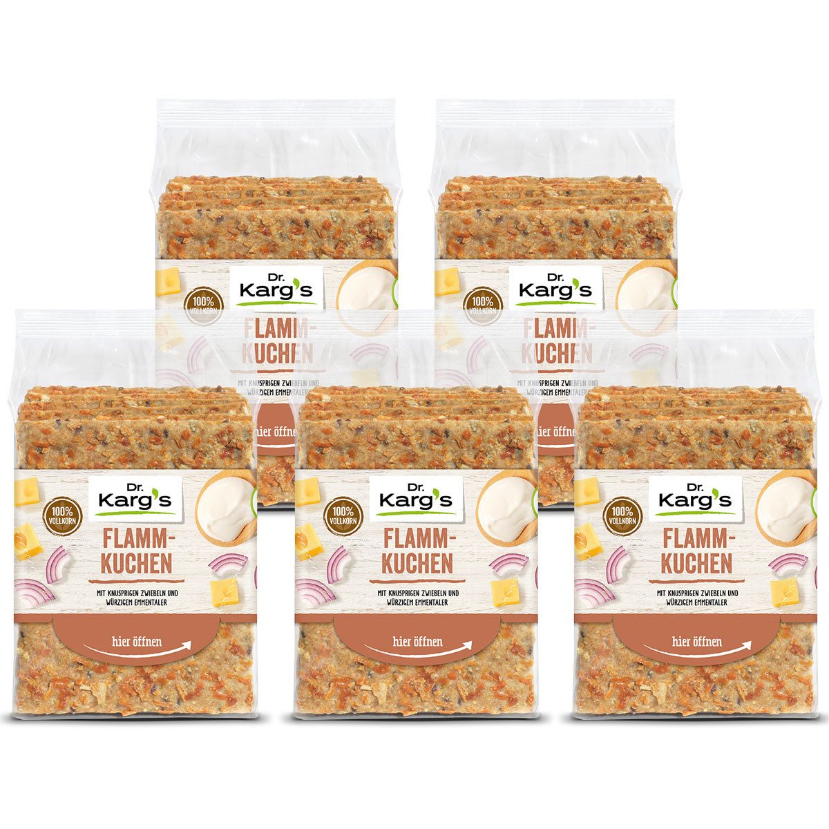 Dr. Kargs Brot, Dr. Kargs Flammkuchen Knäckebrot französisch Kreation 200g 5er Pack