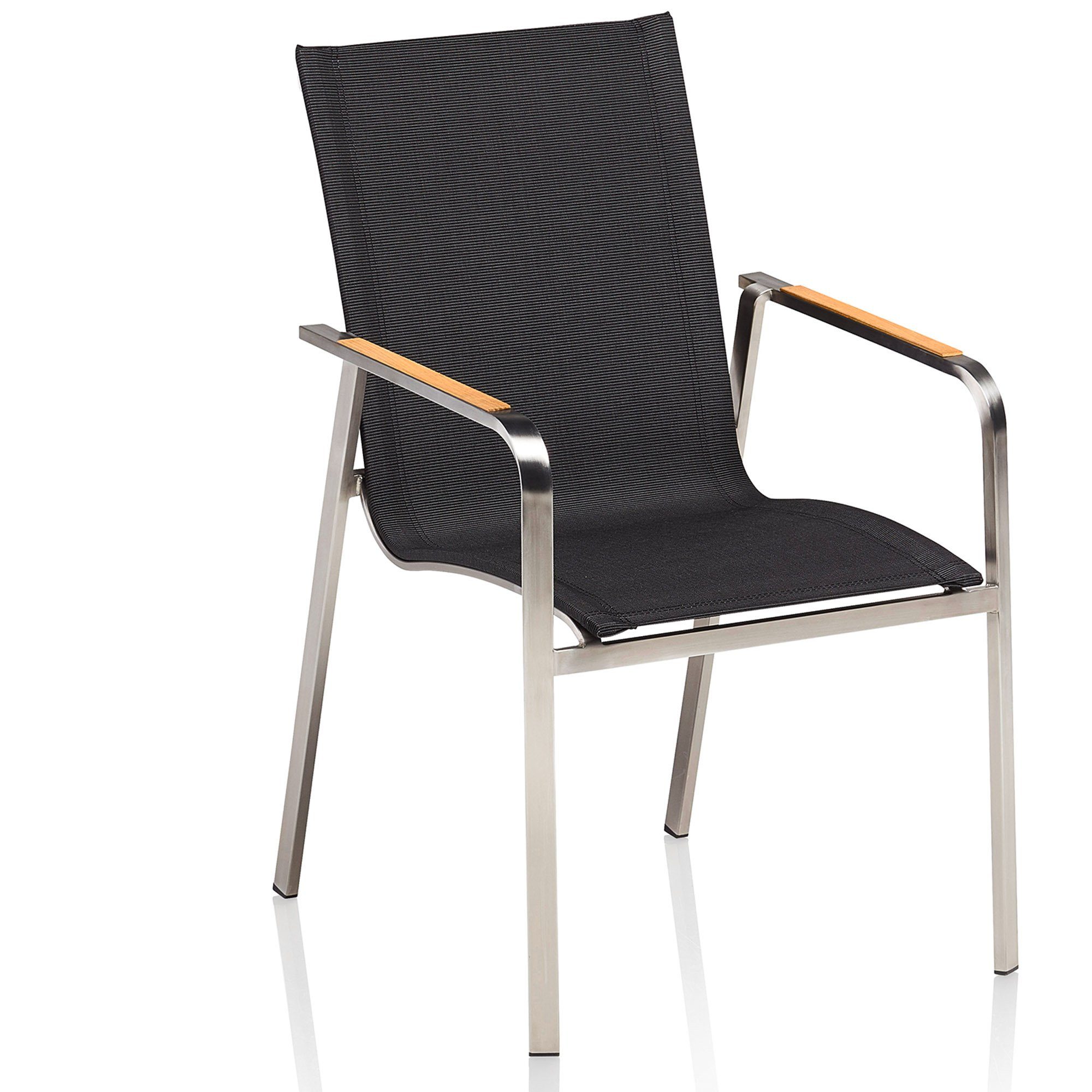 KETTLER Gartenlounge-Sessel Kettler Edelstahl Diamond Stapelsessel Garten Teak Armlehne