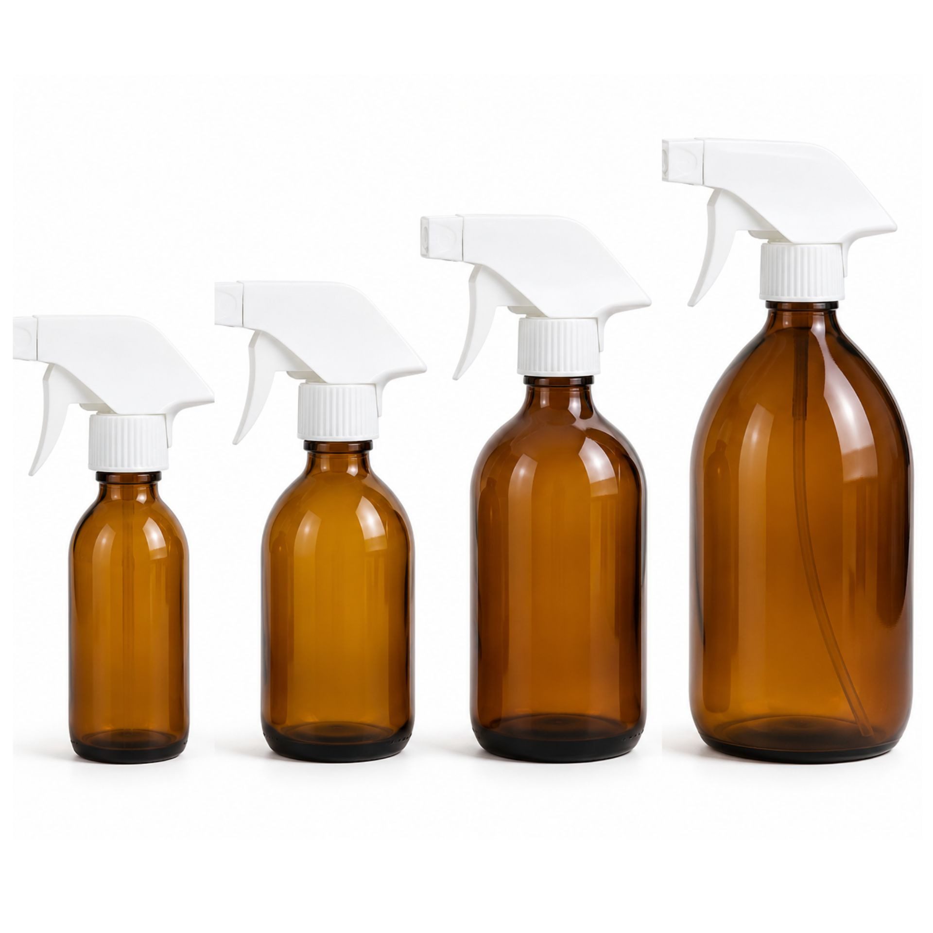 mikken Sprühflasche Sprühflasche 200 ml - 1000 ml braun Glas mit Trigger, Lebensmittelecht, mit UV-Schutz