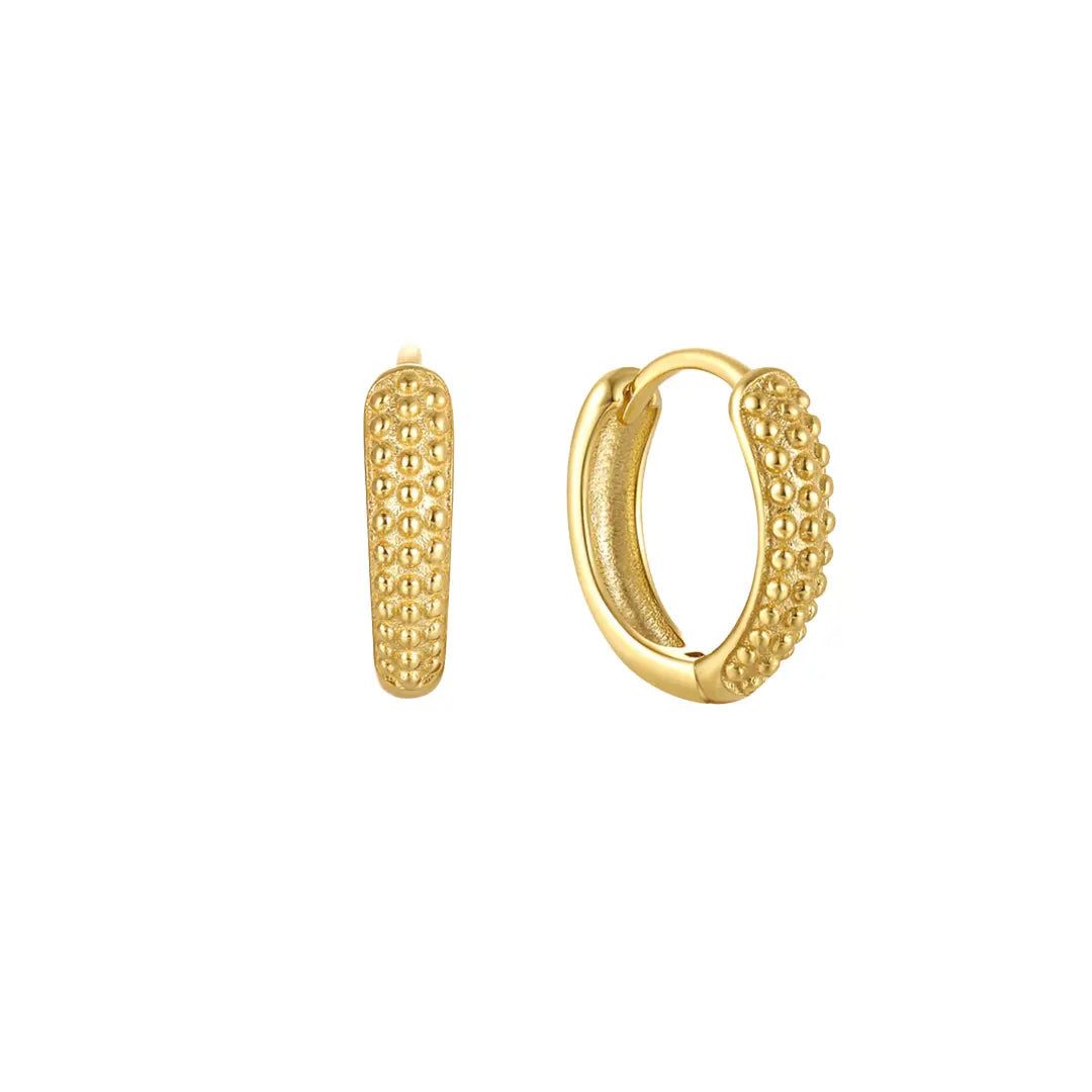 Suzan Gold Creolen-Set 925 Silber vergoldet Goldgrain gehämmerte Oberfläche