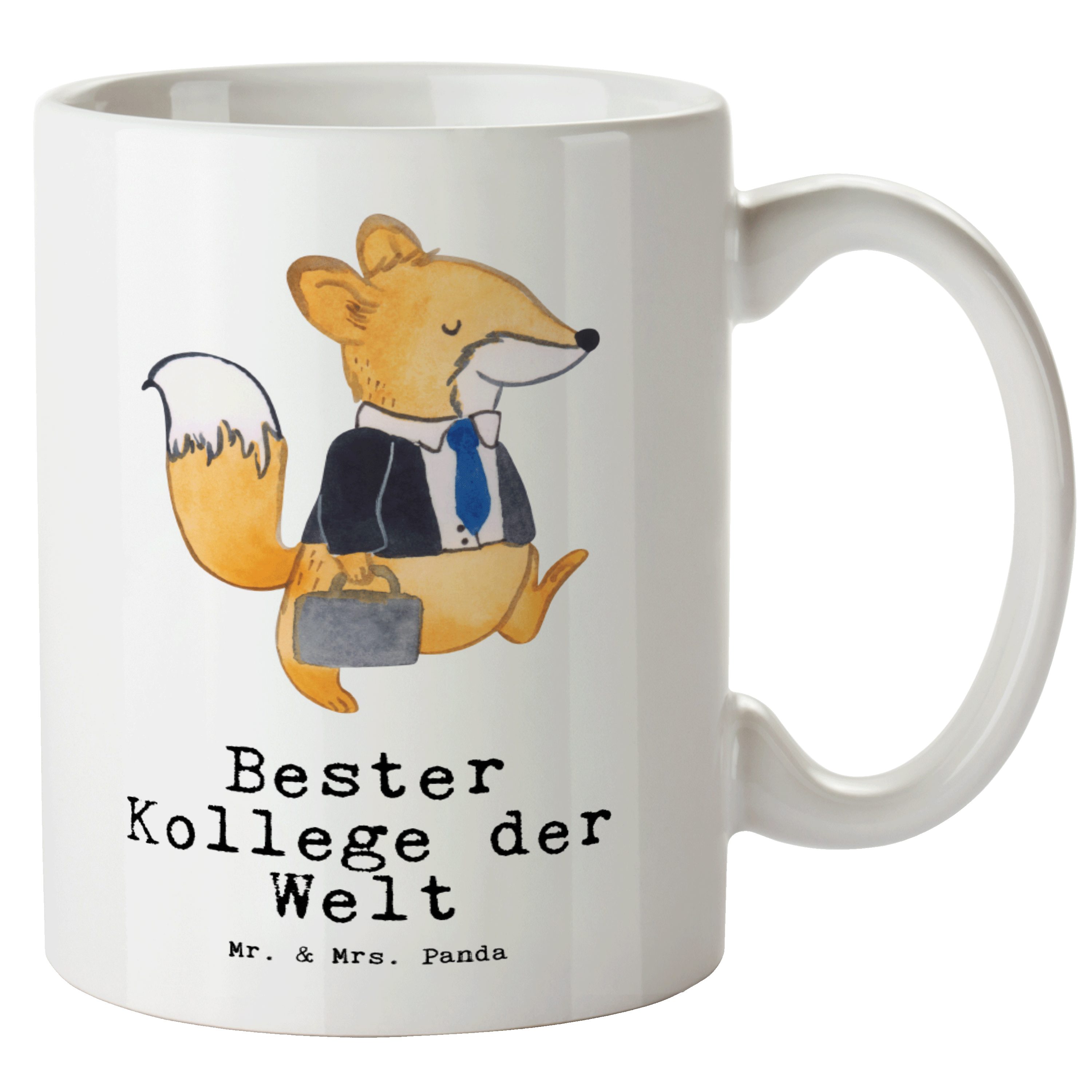 Mr. & Mrs. Panda Tasse Fuchs Bester Kollege der Welt - Weiß - Geschenk, XL Becher, Große Tas, XL Tasse Keramik