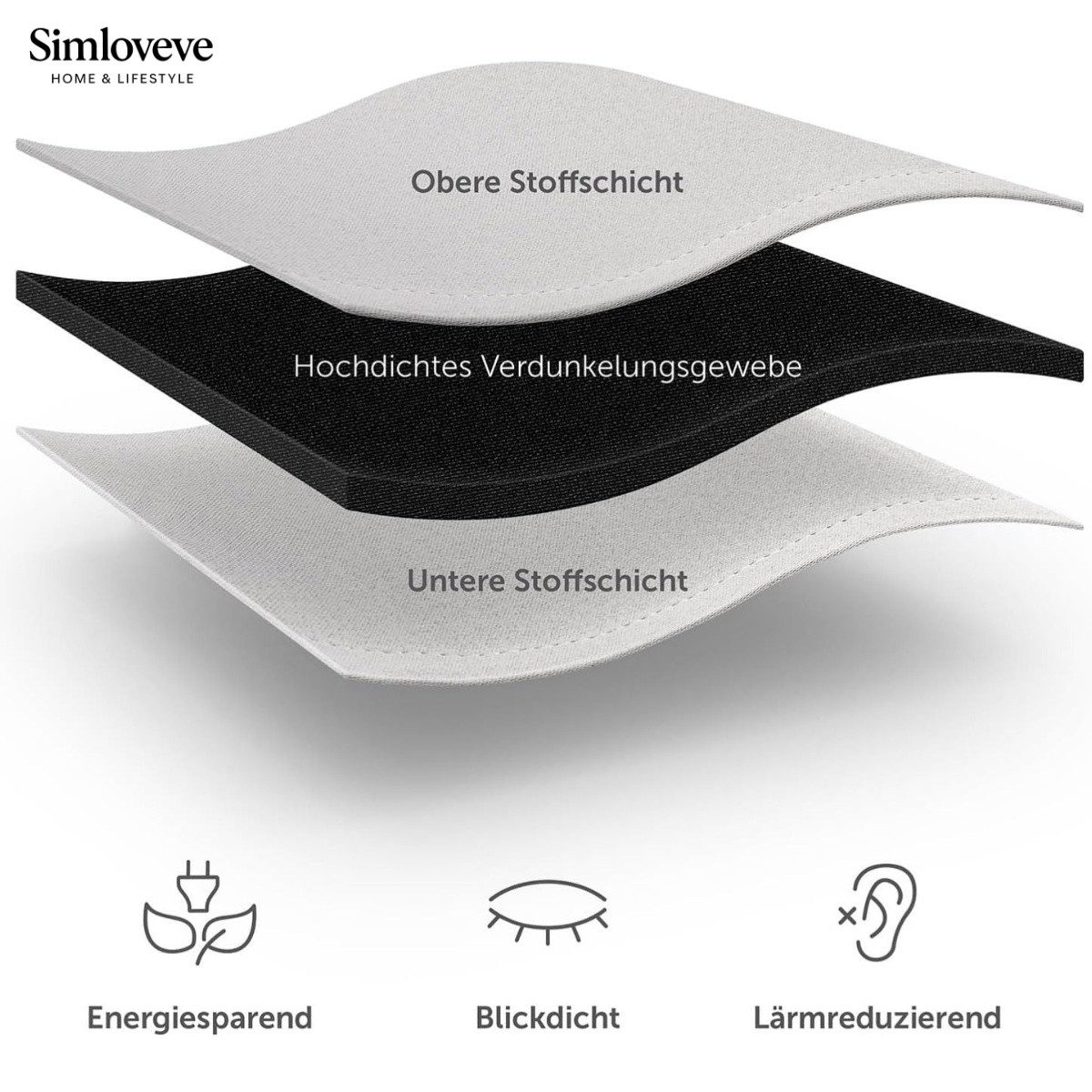 Simloveve Verdunkelungsvorhang 2er-Set Gardinen Blickdichte Thermo Vorhang 260g/m² (2 St), Ösen, blickdicht, Polyester, Kälteschutz Warm Abdunkelnd, einfarbig,  – Bild 5 von 5
