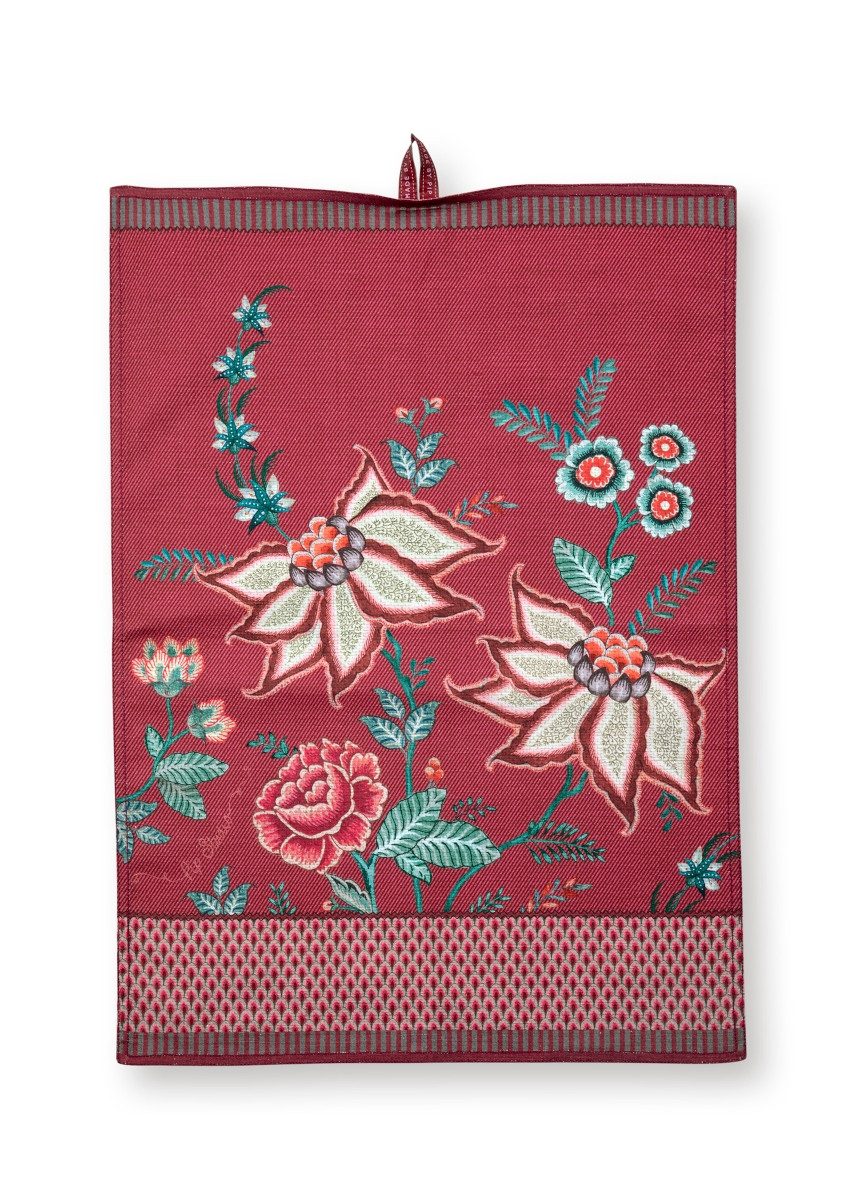 PiP Studio Geschirrtuch Flower Festival Geschirrtuch dark pink 50 x 70 cm günstig online kaufen