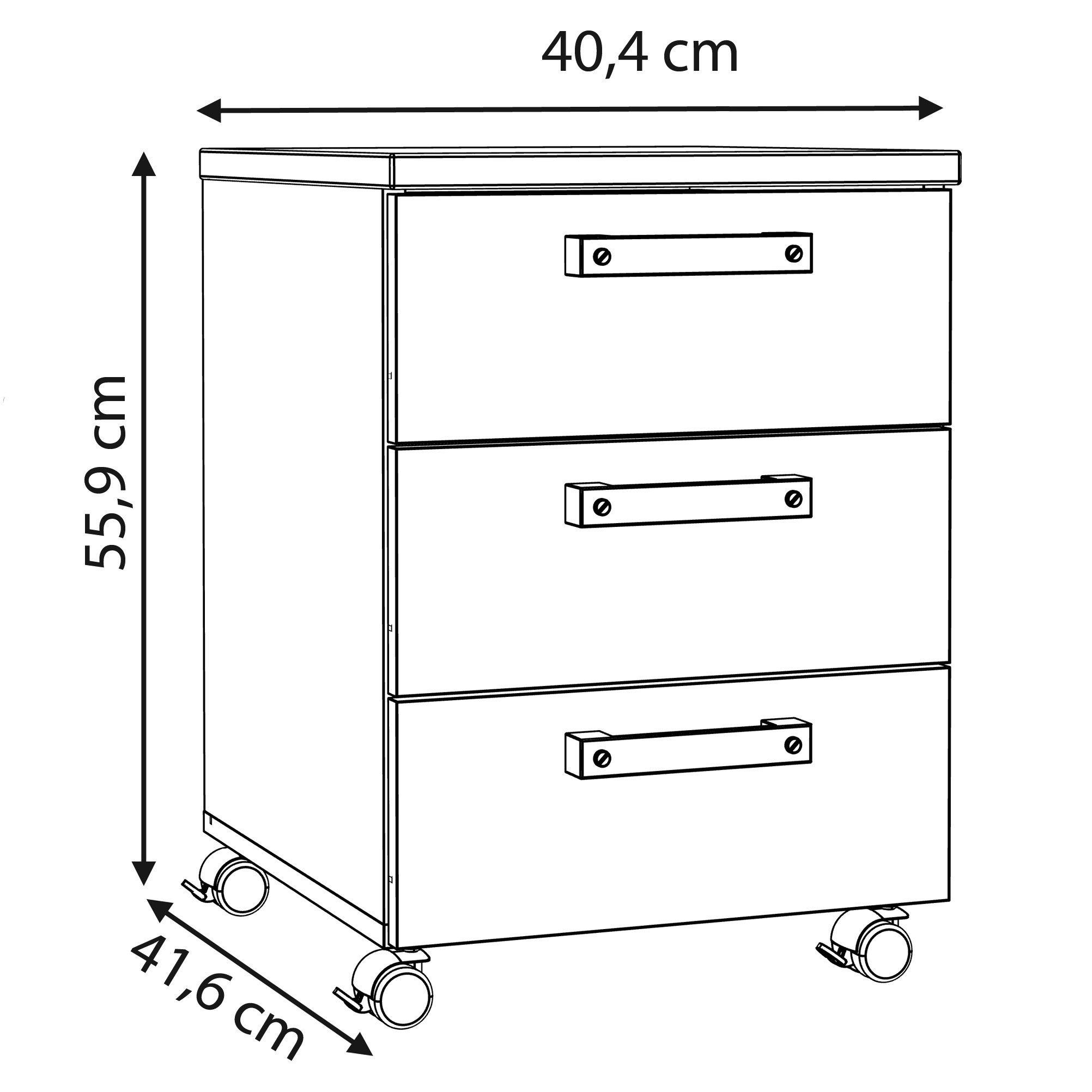 Newroom Rollcontainer Old Wood 40 cm, Rollcontainer Old Wood Industrial Modern Bürocontainer