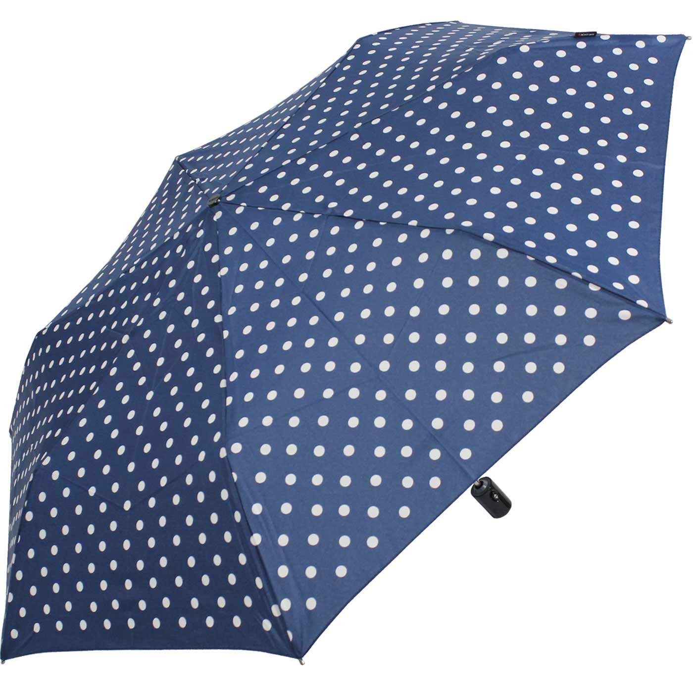 Knirps® Taschenregenschirm Duomatic mit Slim jede Polka blau-weiß in Dots, immer - Auf-Zu-Automatik Tasche mit passt dabei