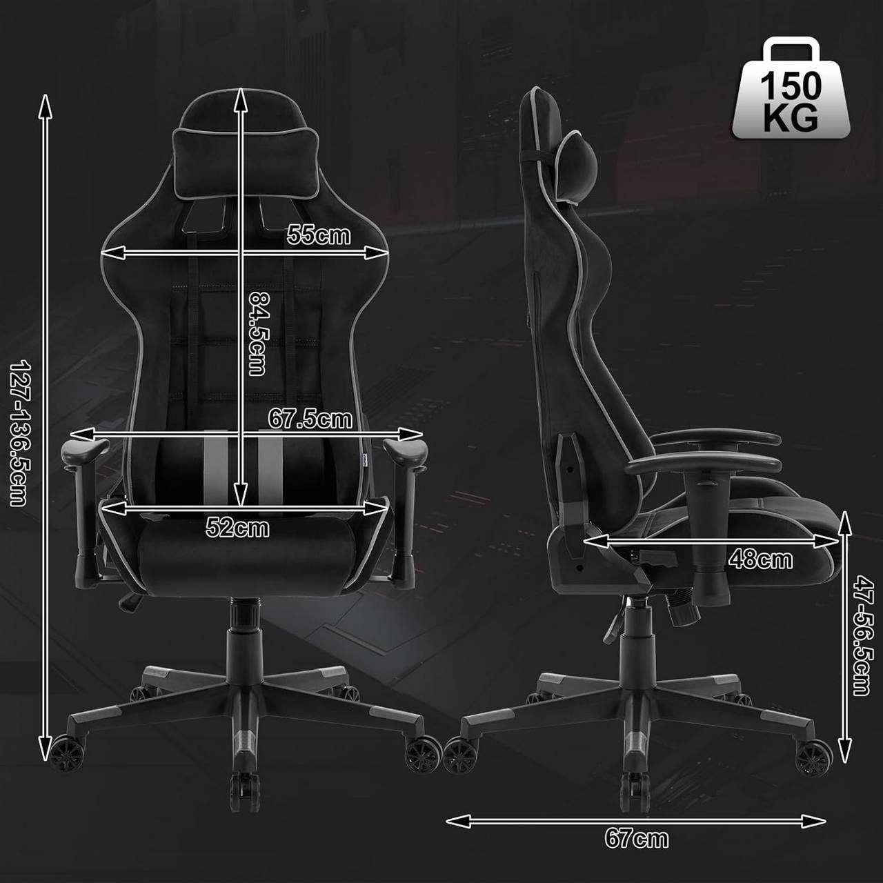 Gaming-Stuhl 150 ergonomisch, kg Bürostuhl Woltu St), (1 belastbar