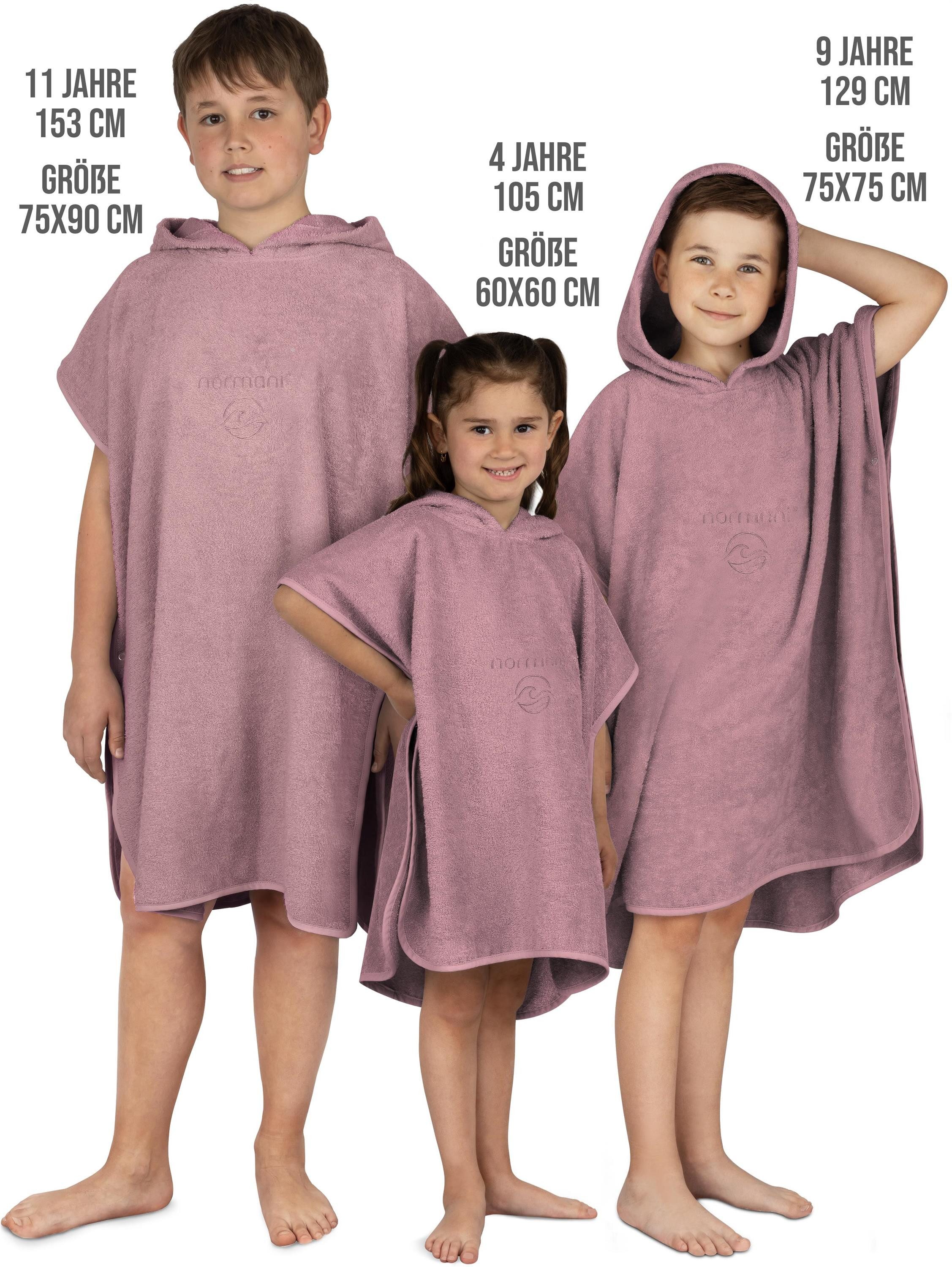 normani Badeponcho Badeponcho aus Bio-Baumwolle für Kinder, Bio-Baumwolle, Kapuze, Schlupf, Kinderbademantel mit Kapuze Strandponcho – Bild 2 von 5