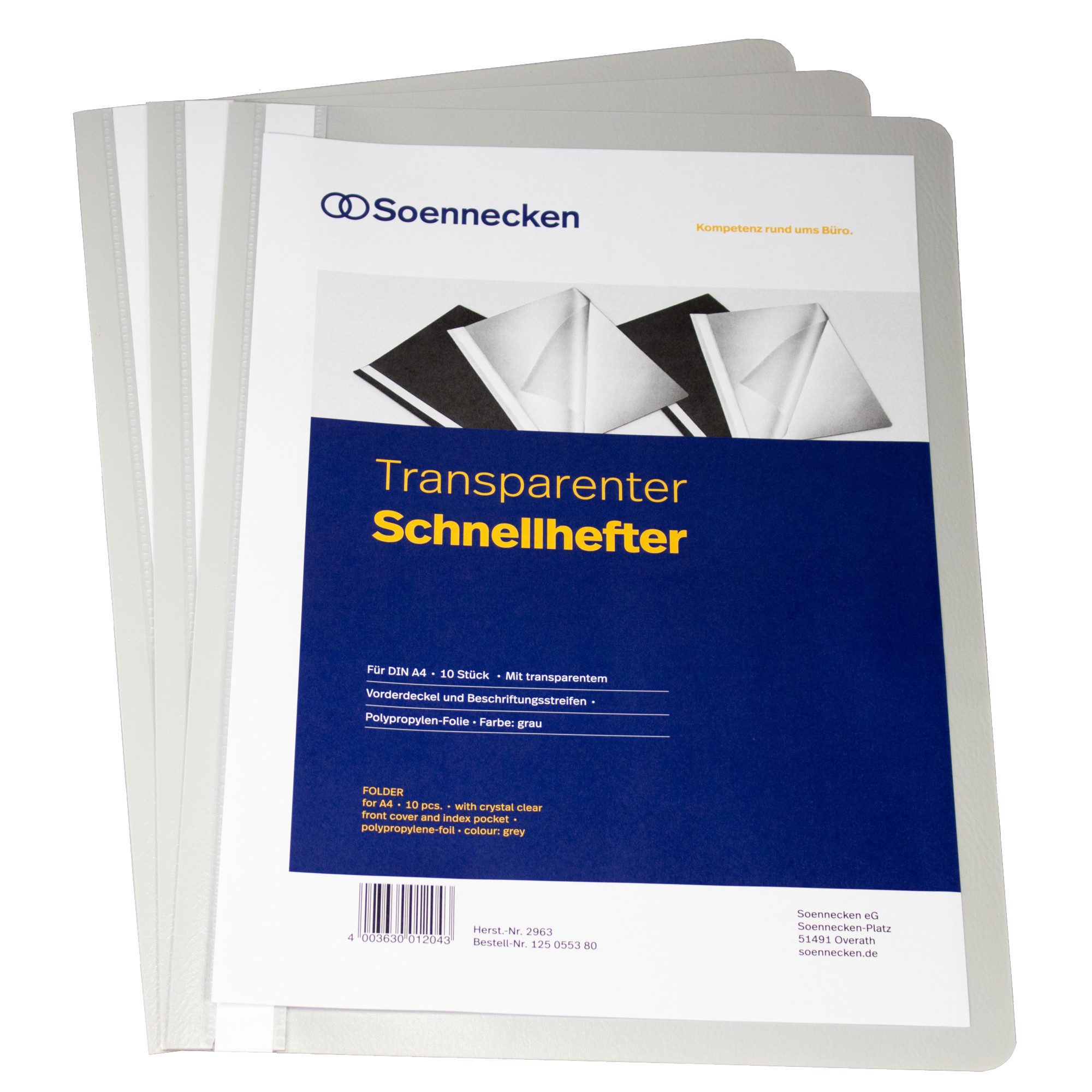 Hefter Schnellhefter 2963 DIN A4 PP grau 10 Stück (10 Stück)