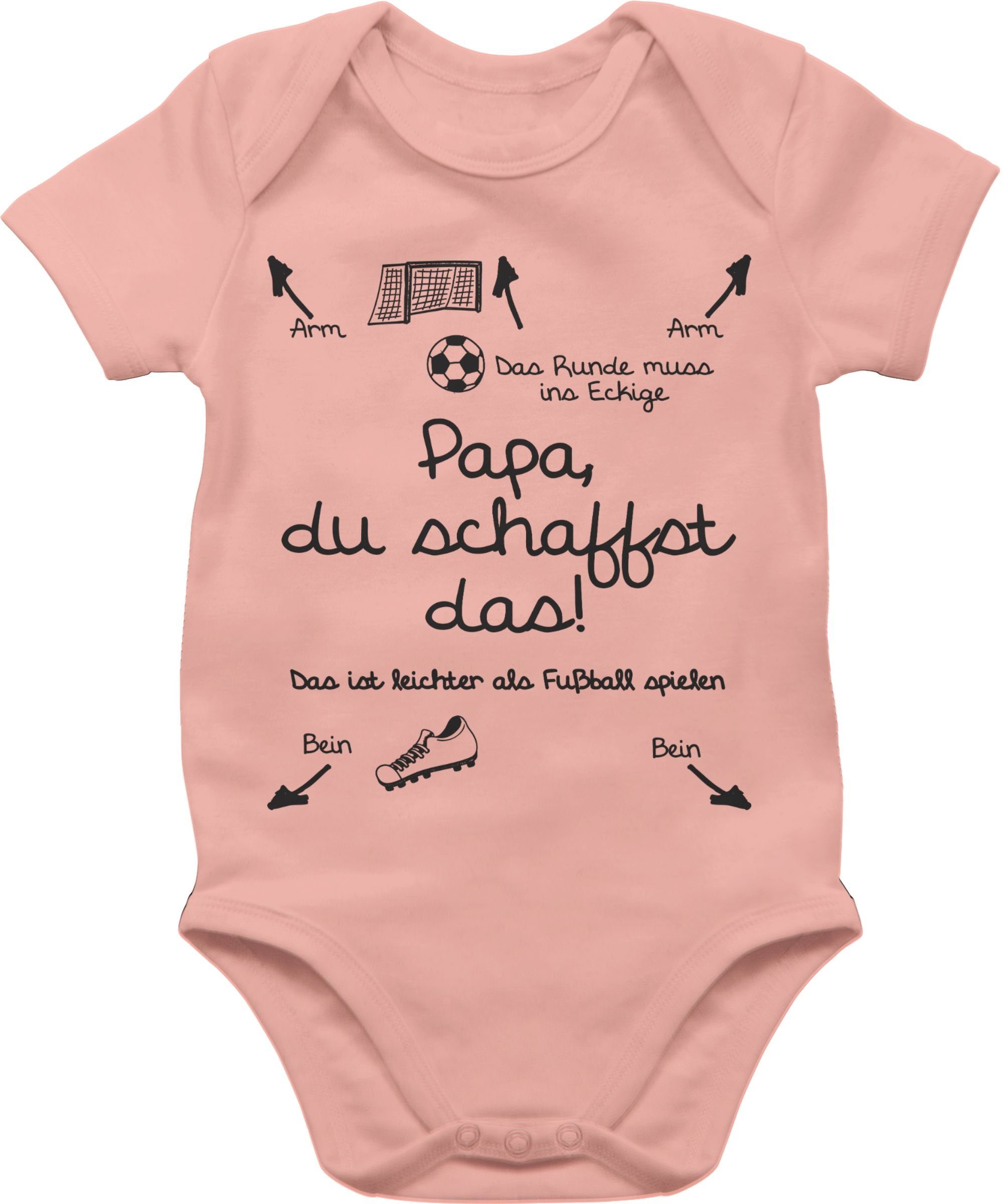 Shirtracer Shirtbody Papa du schaffst das Fußball - schwarz Sprüche Baby 3 Babyrosa