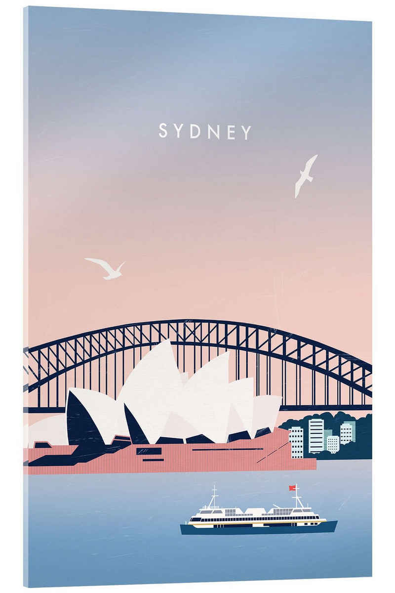 Posterlounge Acrylglasbild Katinka Reinke, Sydney Reiseplakat, Minimalistisch Illustration