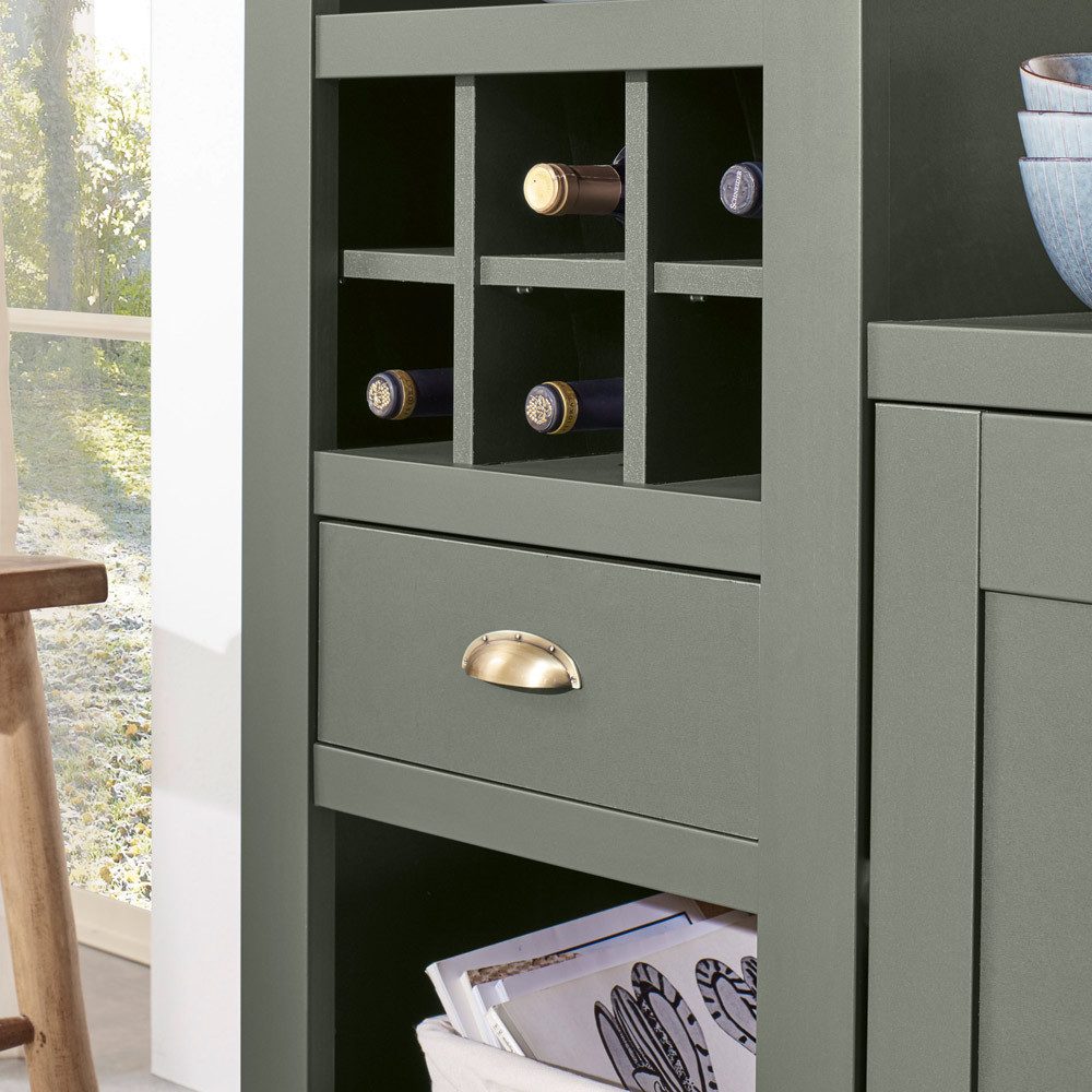 Lomadox Buffet CINCINNATI-61 schrank im Landhausstil in grün mit Wotaneiche günstig online kaufen